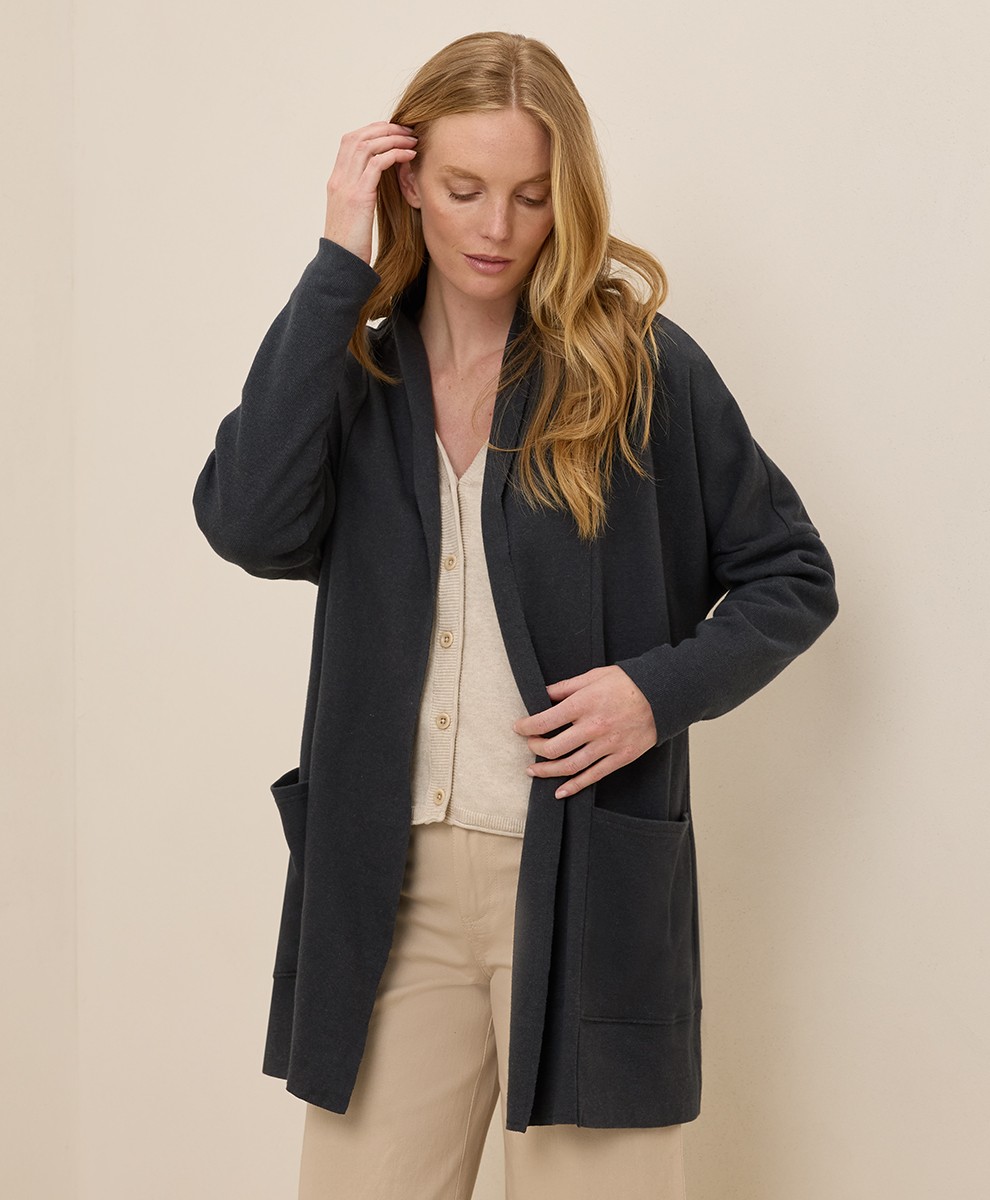 Pact Women’s Airplane Wrap Cardigan Medium Large Charcoal Heather Top Outerwear