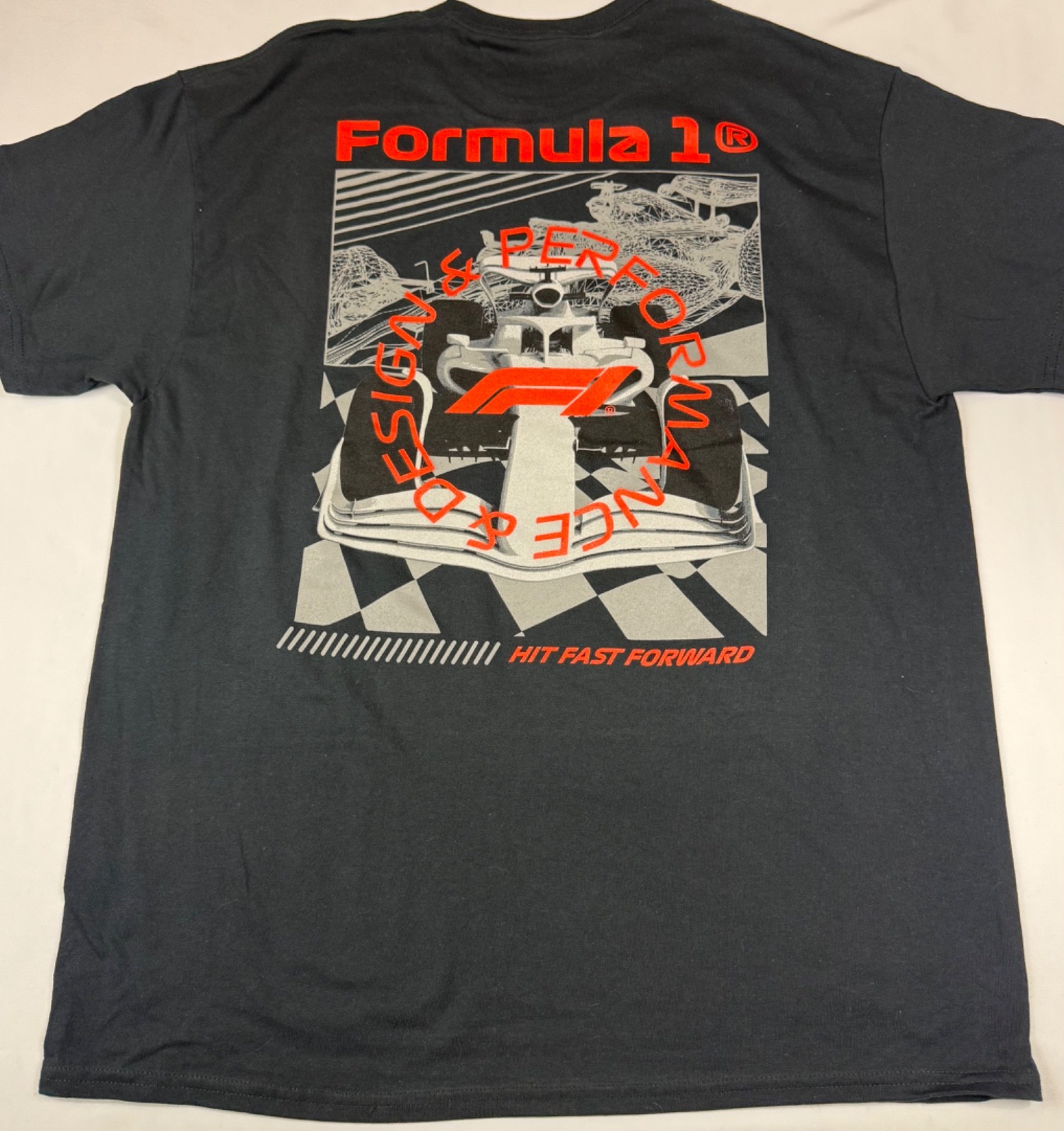 HYBRID APPARAL DARK GRAY AND RED SHORT SLEEVE TEE F1 FORMULA 1