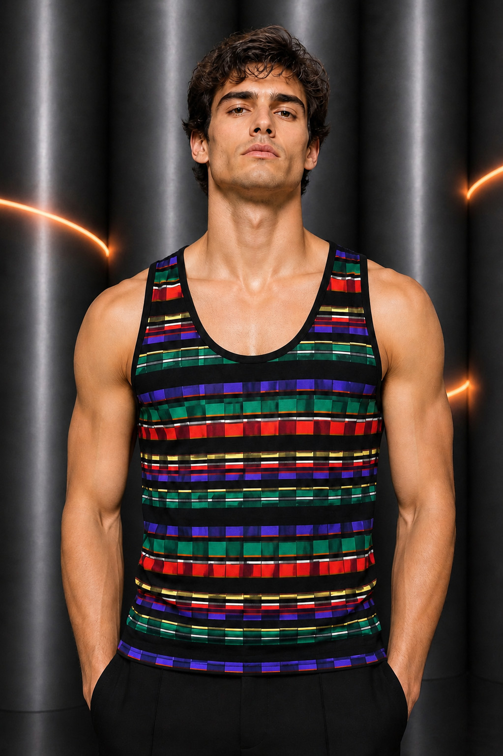 PIERRE CARDIN – 2007 Cotton Stripe Knit Tank, Size Large