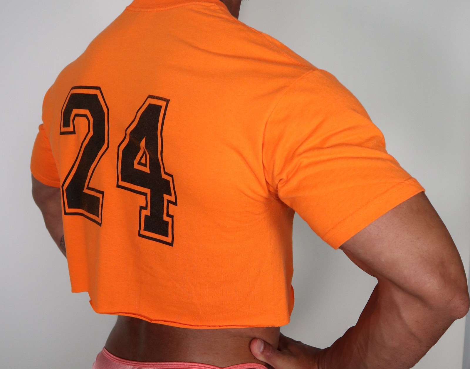 ORANGE “HANDSOME” CROPPED MEN’S T-SHIRT SIZE L