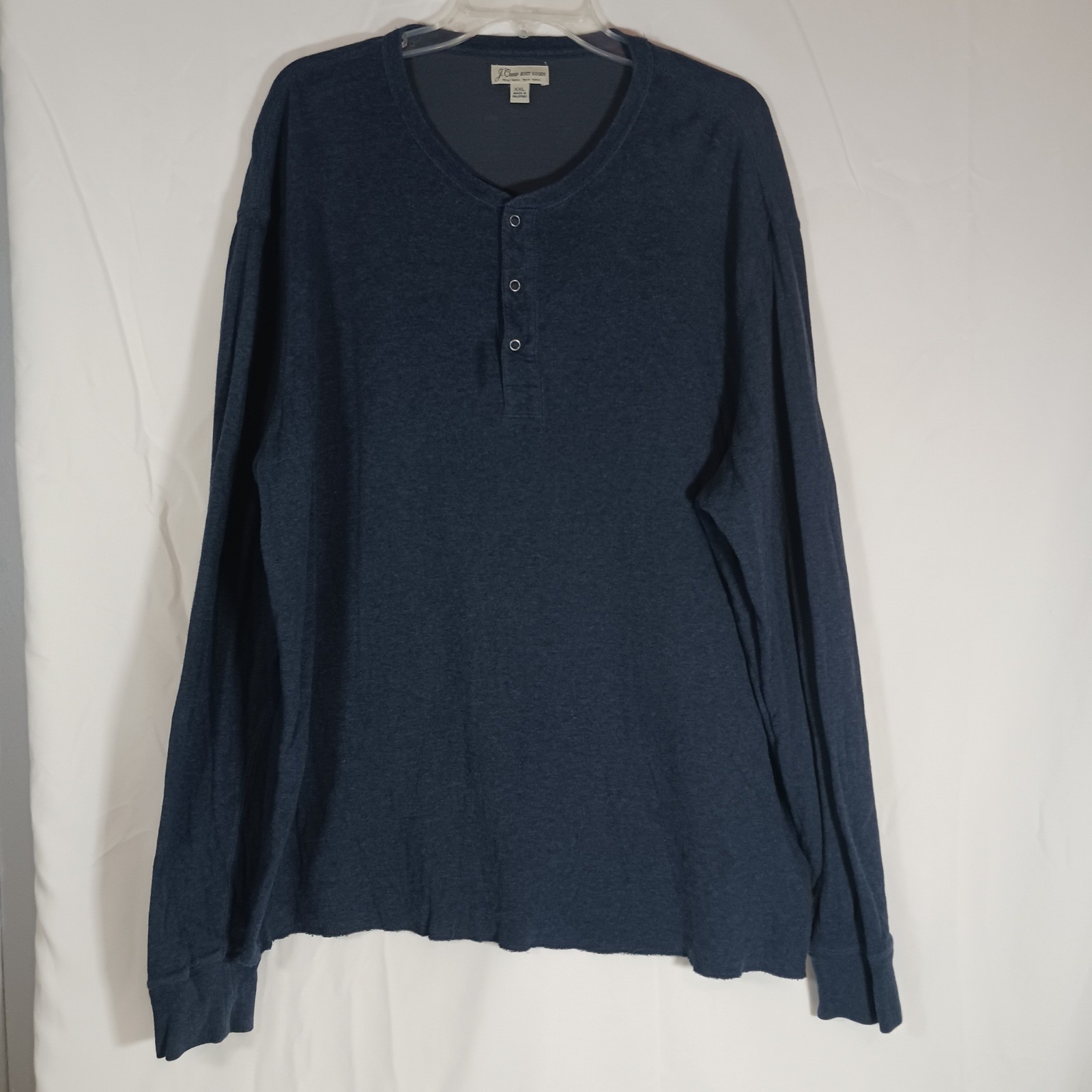 J. Crew Henley Shirt Mens XXL Blue Excellent Long Sleeve Cotton Blend Casual