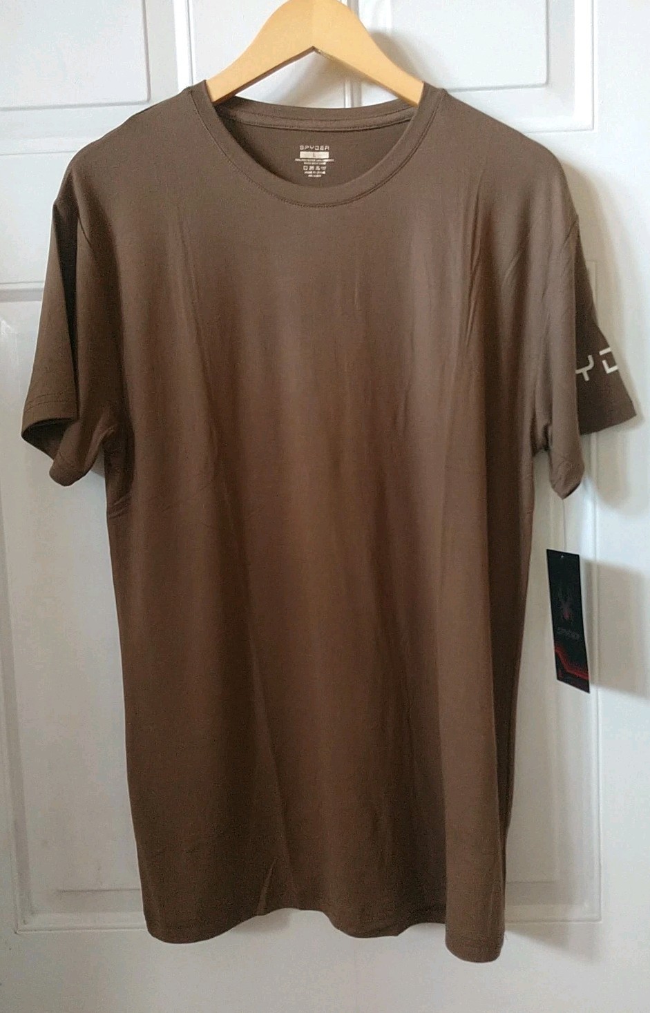 SPYDER FITTED BROWN LOUNGE WEAR T-SHIRT, SIZE L