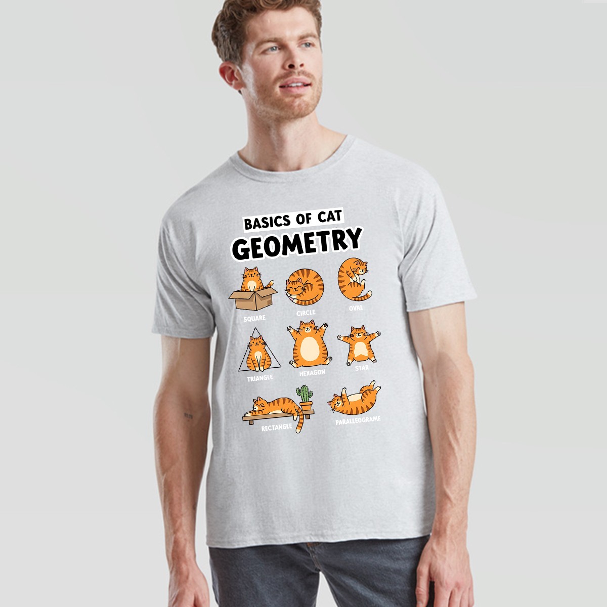 Cat Geometry Graphic Print Animal Meme Mens Womens Shirt Unisex Tee