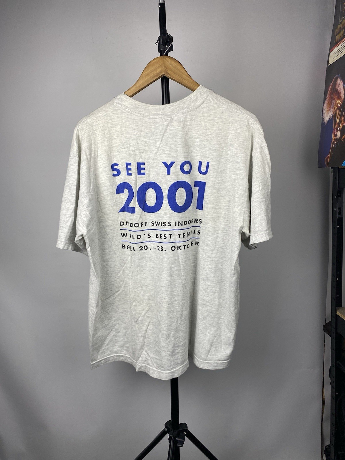 2001 Davidoff Swiss Indoors Hanes Gray T Shirt Mens Xl Sz Unique