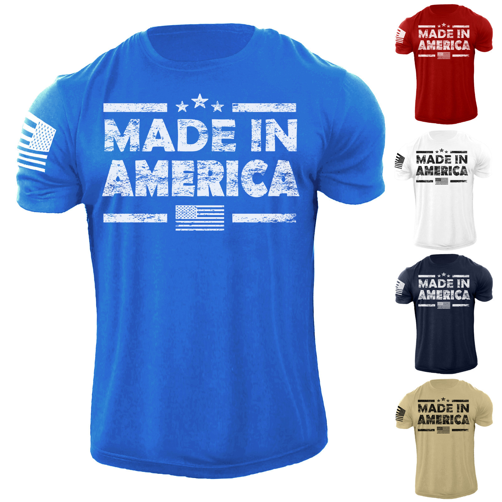 New Men’s Flag T Shirt American Patriotic 100% Cotton