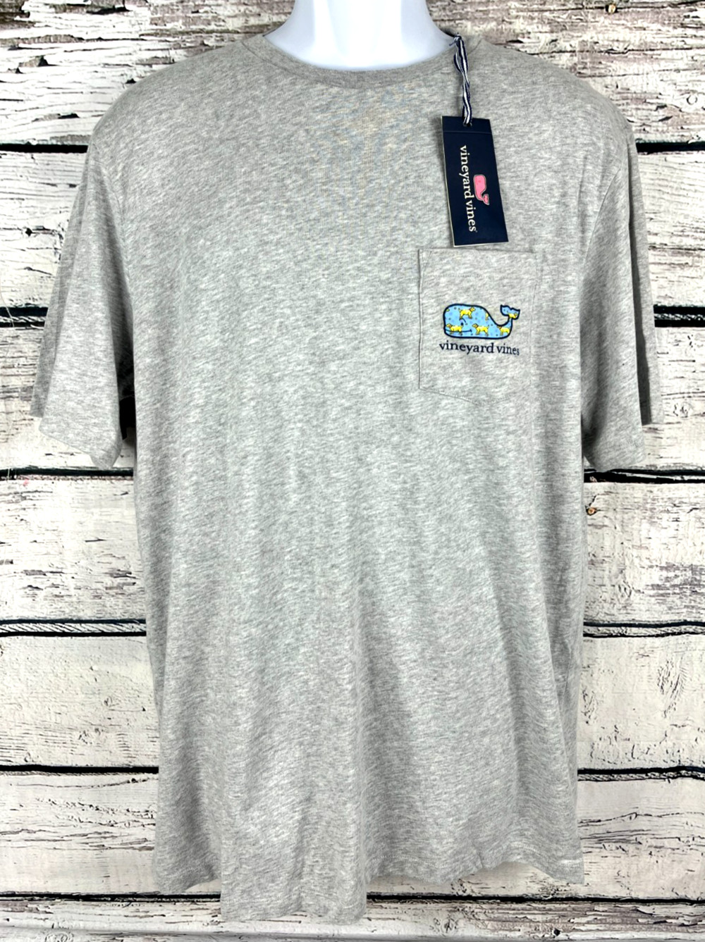Vineyard Vines Men’s Golden Retriever Dog Whale Gray T-Shirt Size Large – NEW