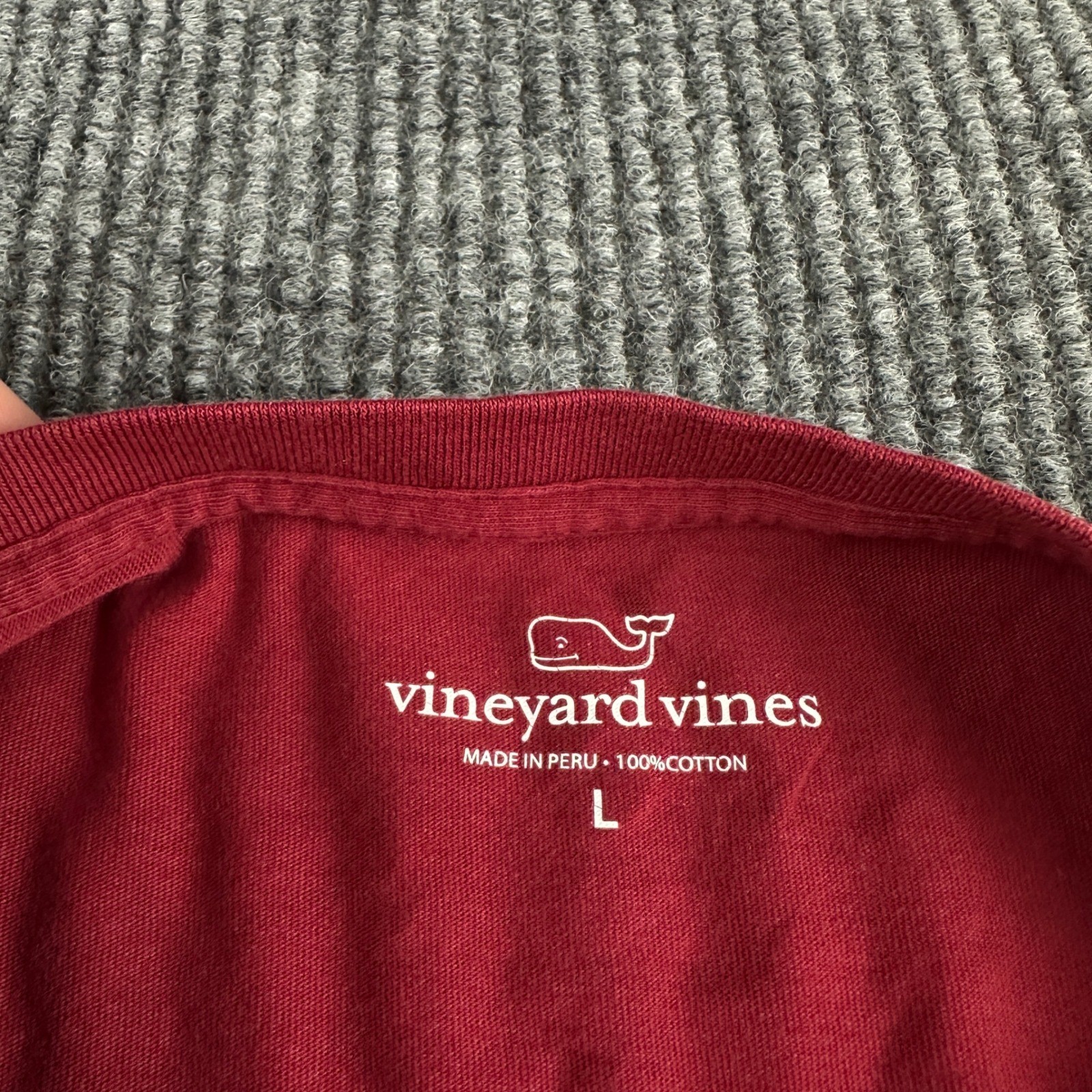 Vineyard Vines Mens Long Sleeve Whale Pocket T-Shirt Red Size Large