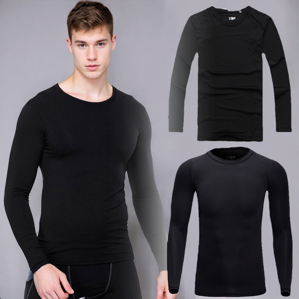 Men’s Athletic Long Sleeve Compression Shirts Dry Fit Sports Gym Shirts Workout