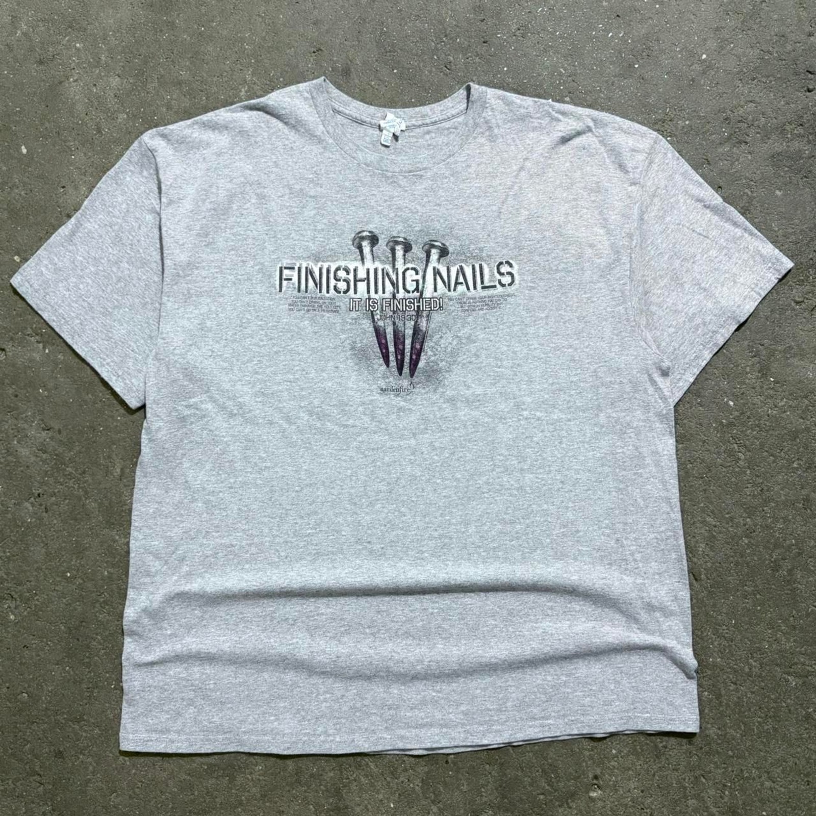 Vintage Y2K Finishing Nails Church Jesus Salvation Bible Verse Shirt