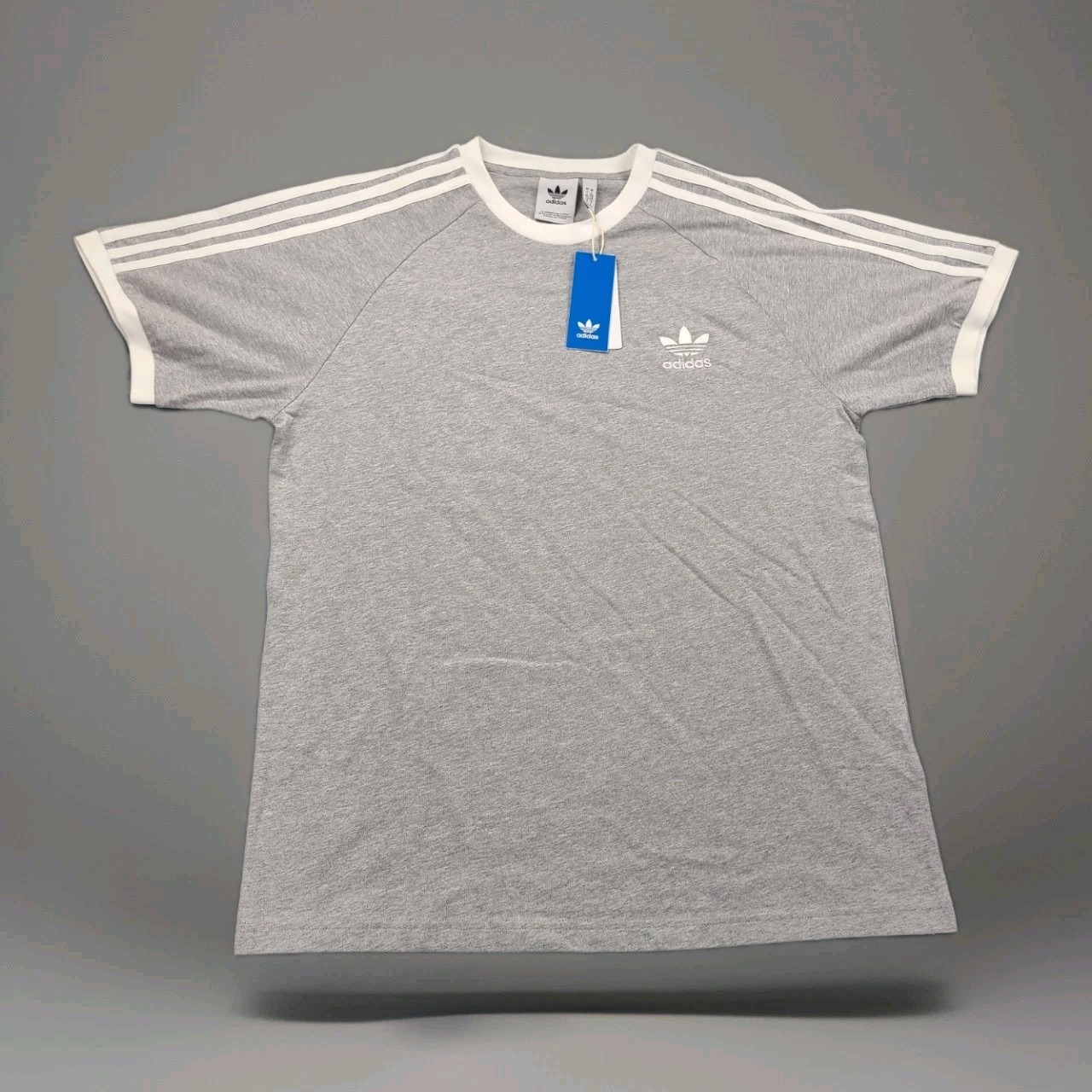 adidas ORIGINALS CALIFORNIA 3 STRIPES TREFOIL HEATHER GREY Tee Men’s Large NWT