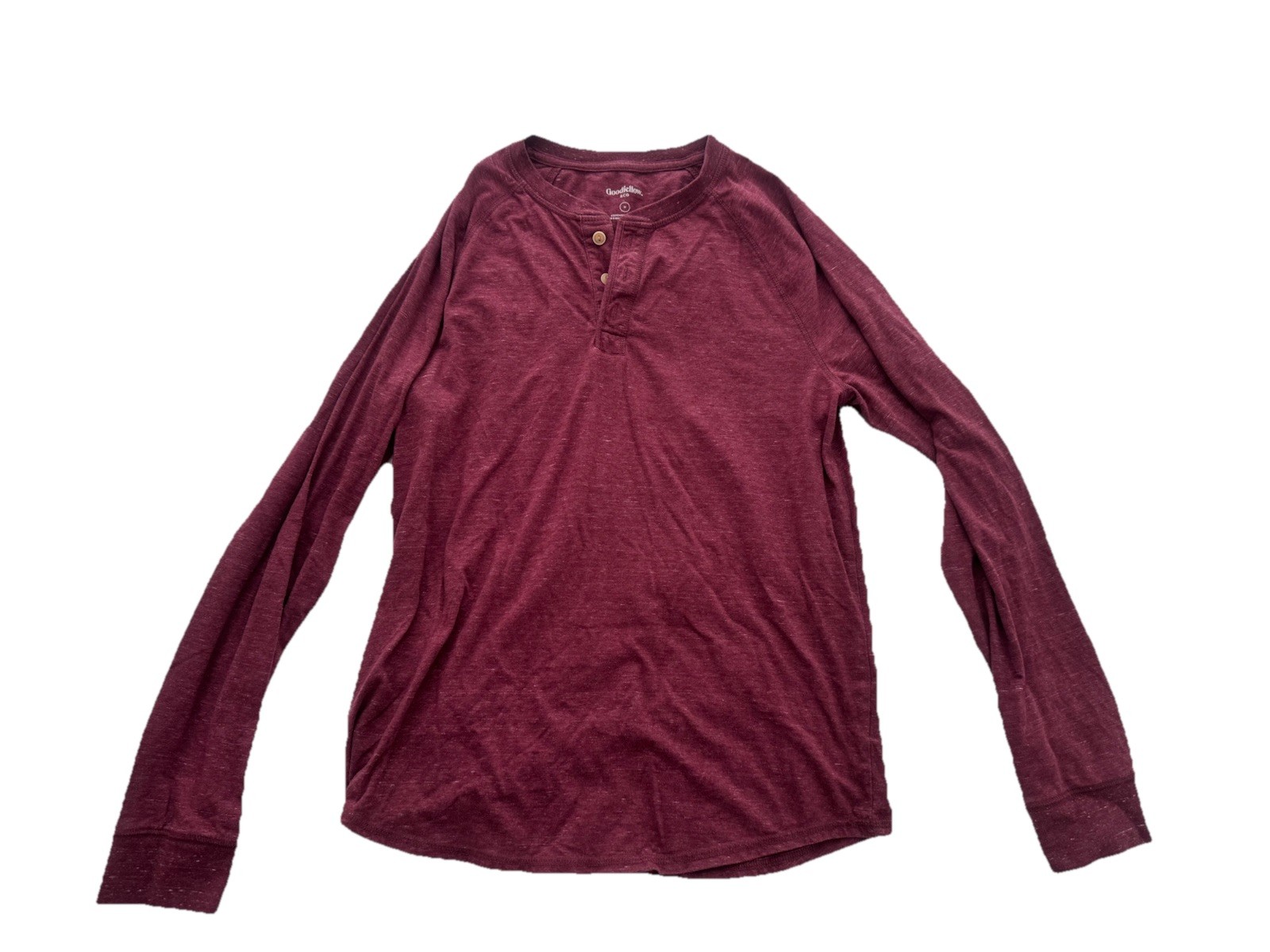 Mens Medium Goodfellow & Co Men Royal Burgundy Henley Long Sleeve Shirt