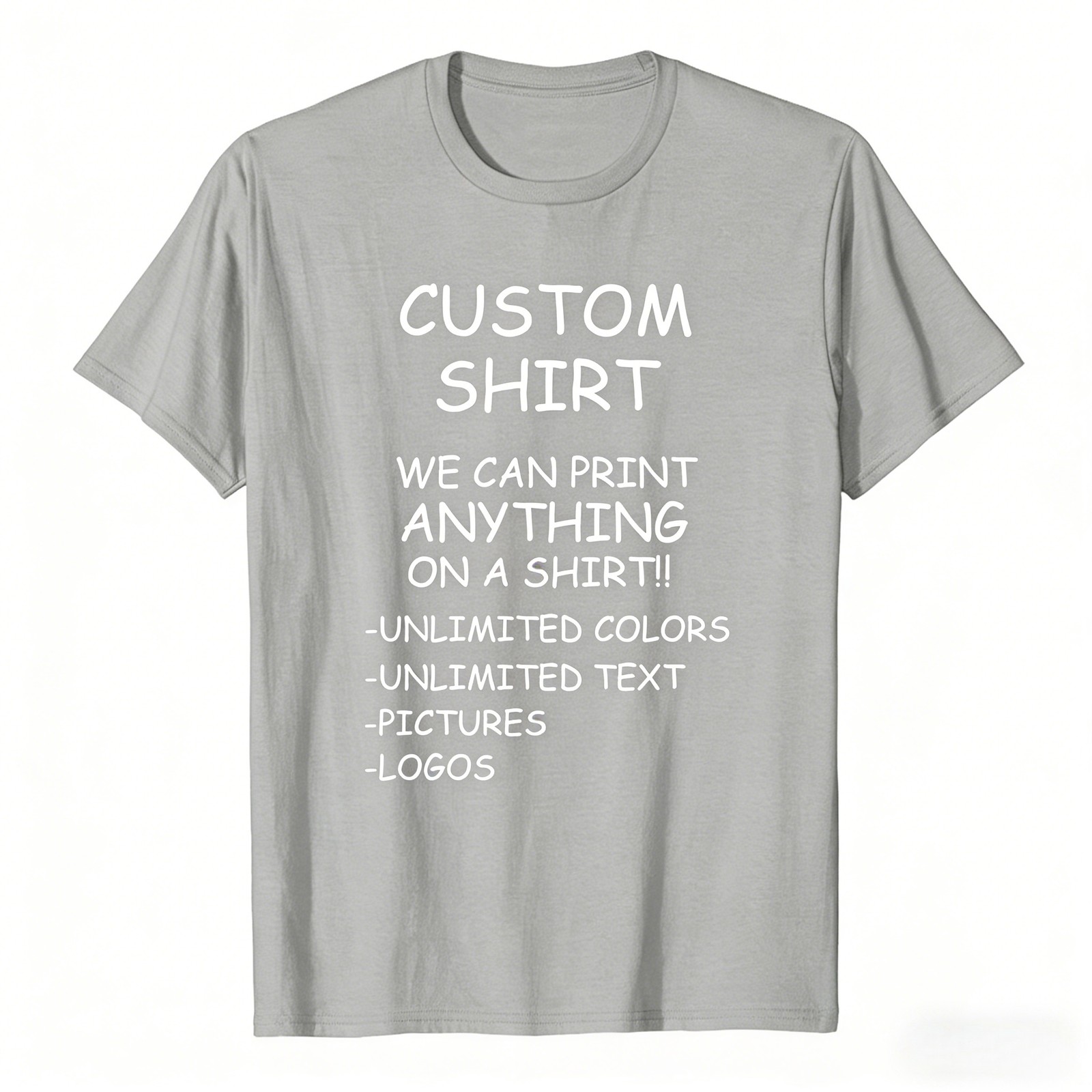 Custom Shirt We Print Anything Unlimited Text Logo Photo Personalized Unisex Tee