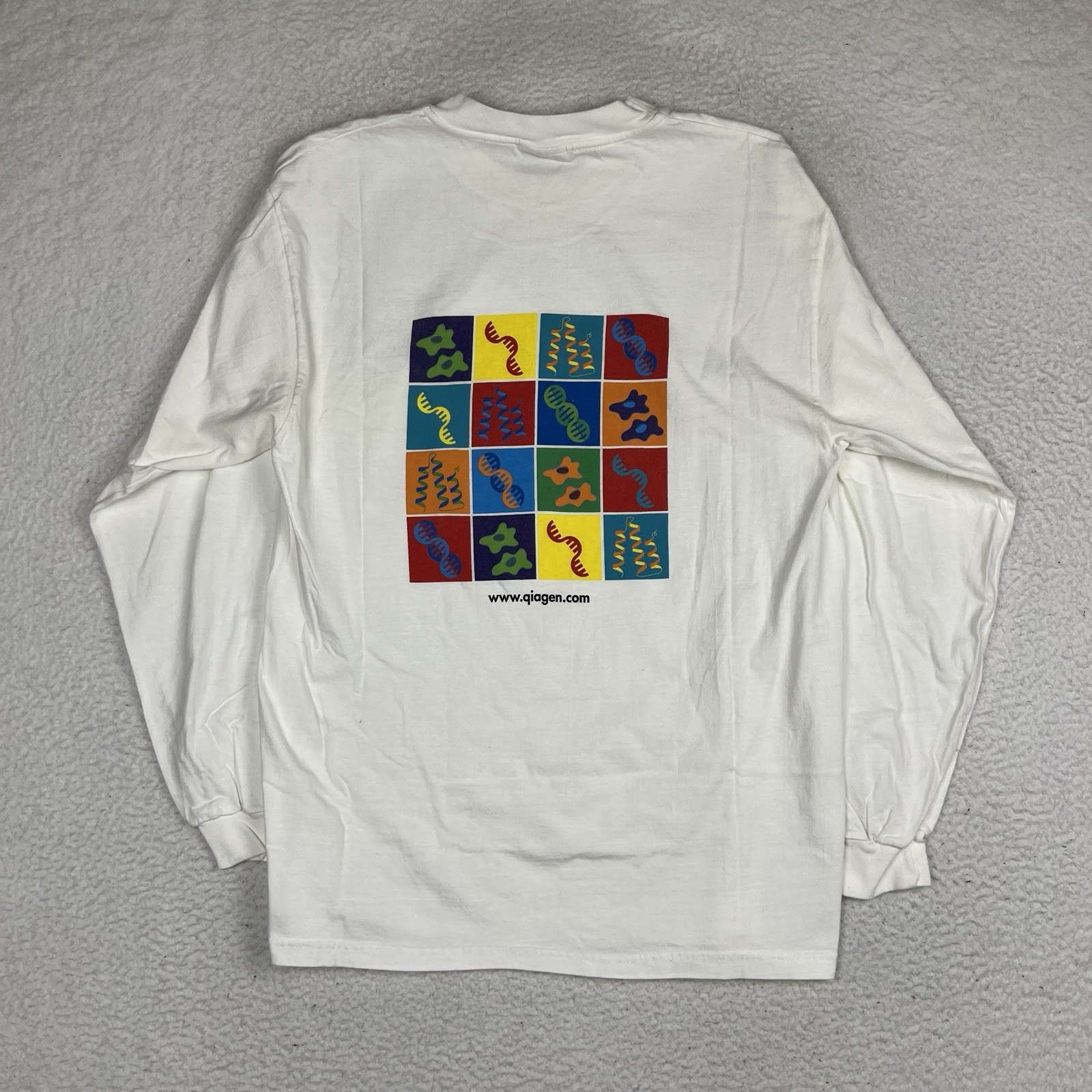 Vintage 90s QIAGEN Genetic Engineering Biotech T-Shirt Long Sleeve DNA RNA