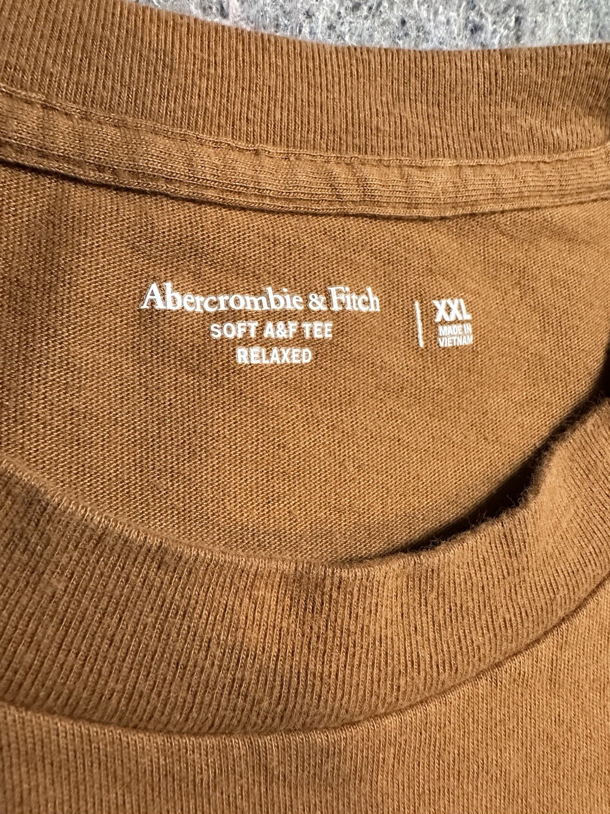 Abercrombie & Fitch Men’s XXL Relaxed Brown Soft A&F Logo Graphic Tee Crew