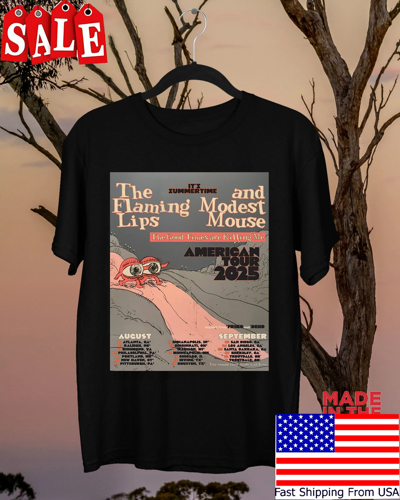 Modest Mouse The Flaming Lips American Tour Summer 2025 Tee Shirt S-5XL GR2841