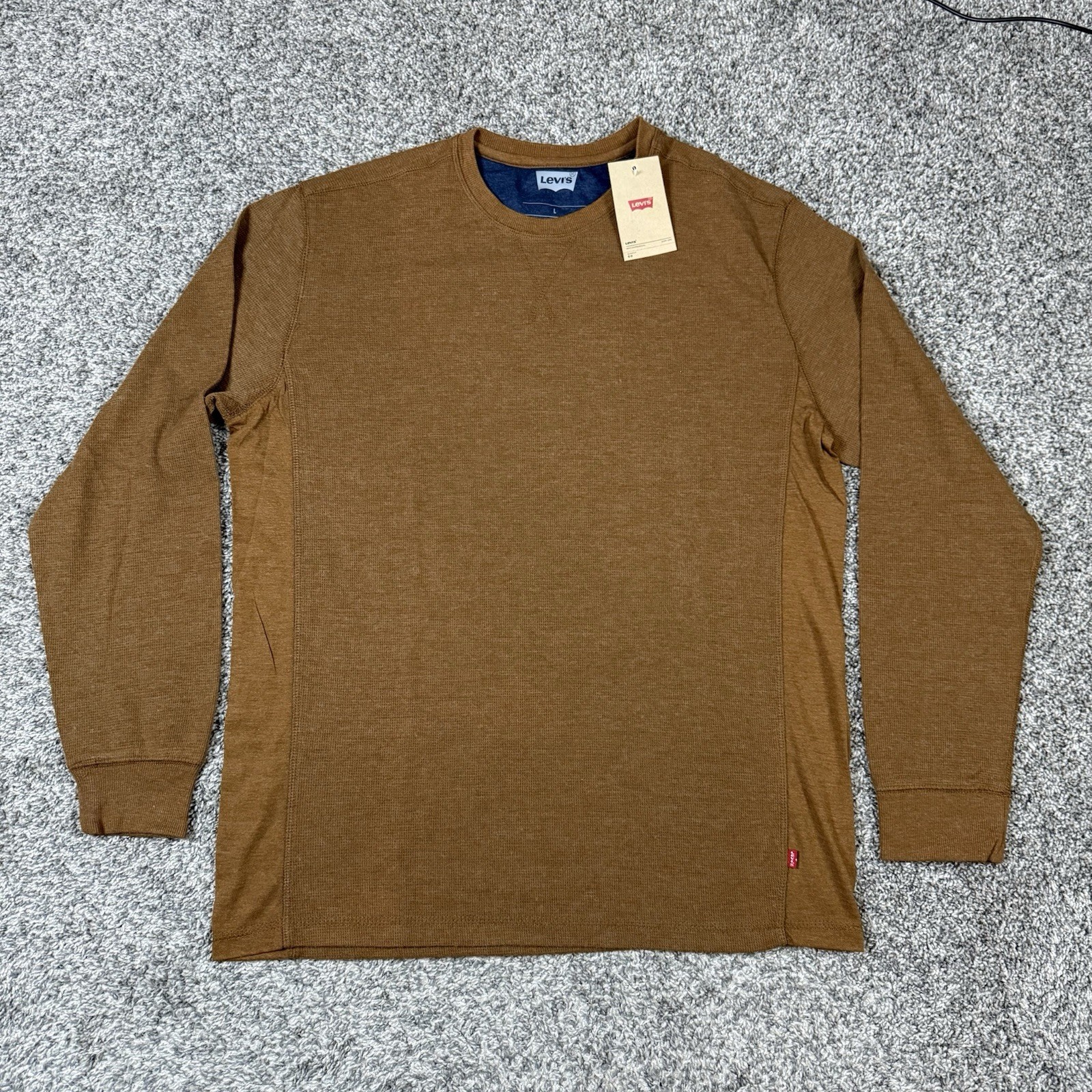 Levi’s Men’s Long Sleeve Standard Fit Thermal Shirt Brown Beige – Size L – NWT