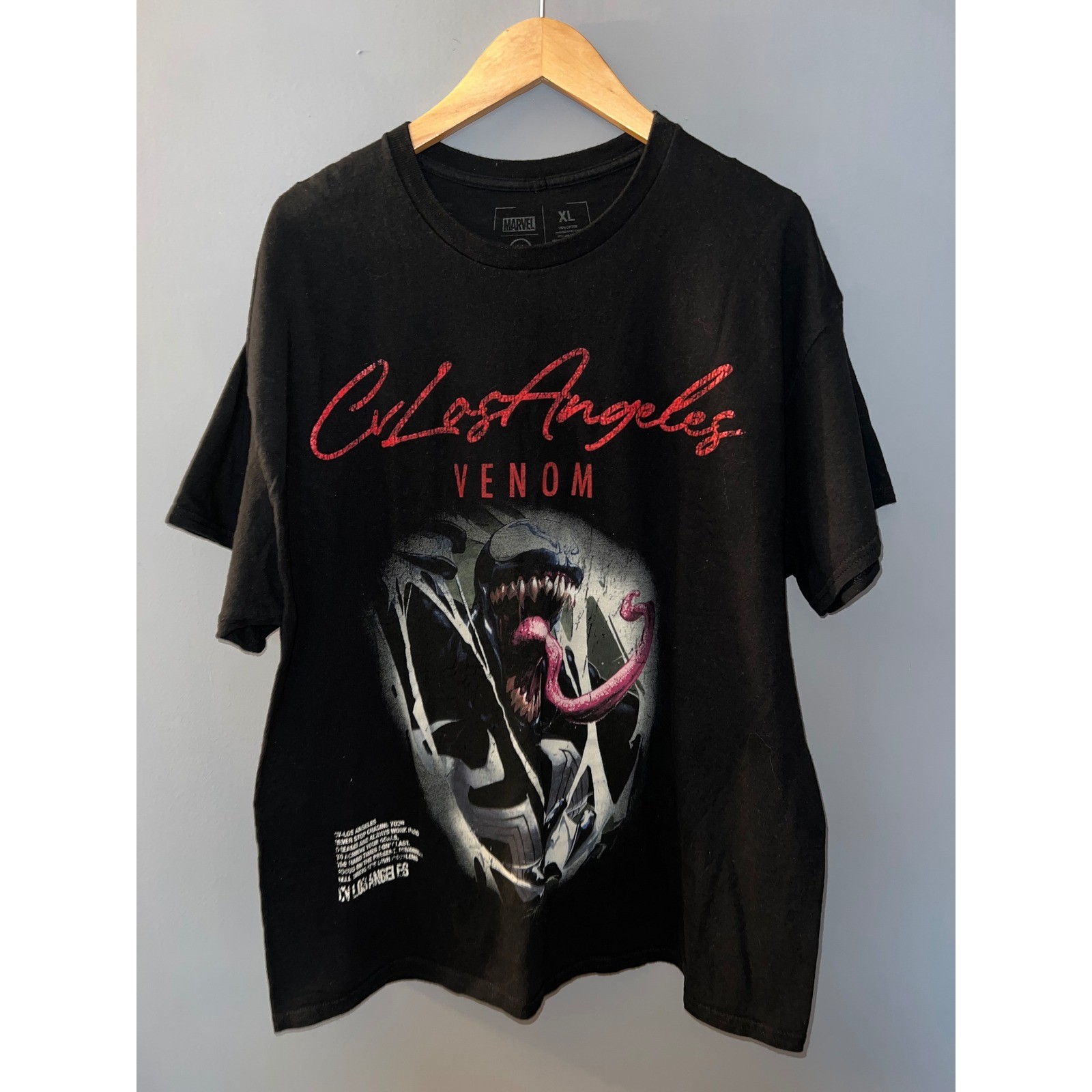 Marvel Venom Civilist Los Angeles Graphic T-Shirt Mens XL Black Red Logo Tee
