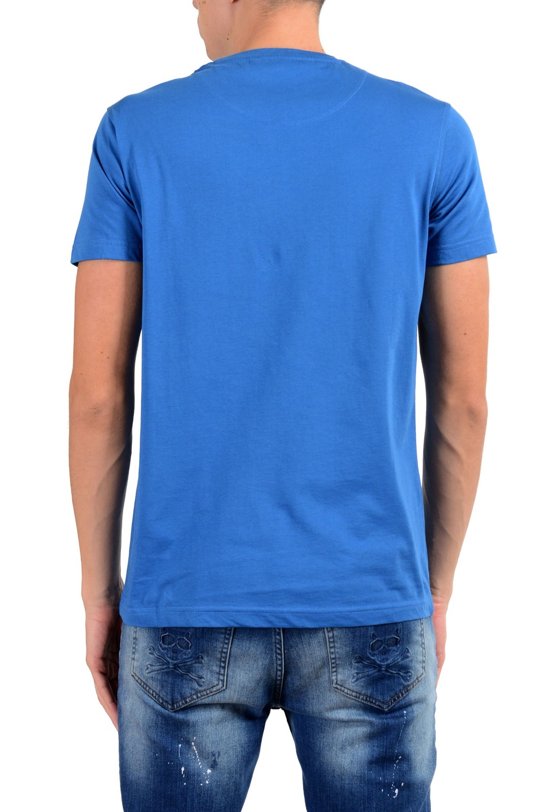 Roberto Cavalli Men’s Blue Embellished Lion Crewneck T-Shirt US 2XL IT 56