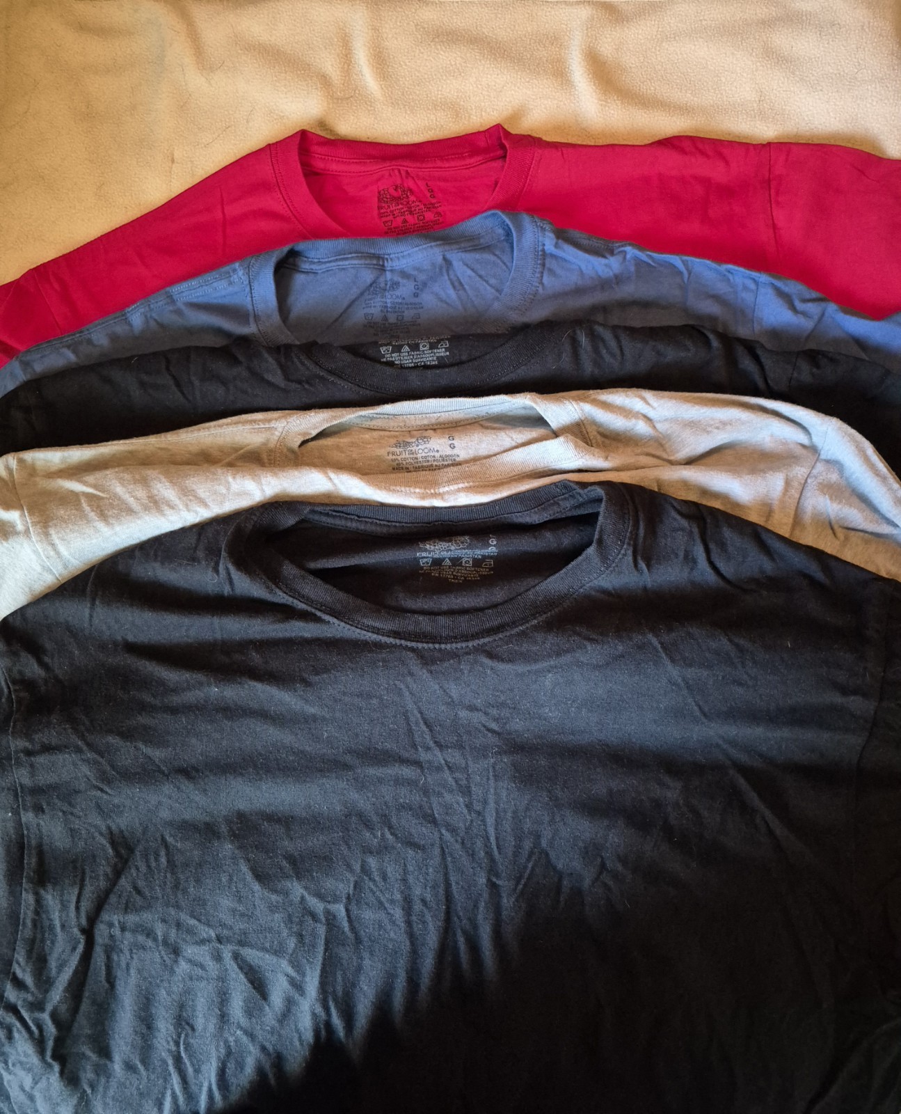 Fruit Of The Loom Mens Tshirt Lot Of 5 Colors As Shown Large