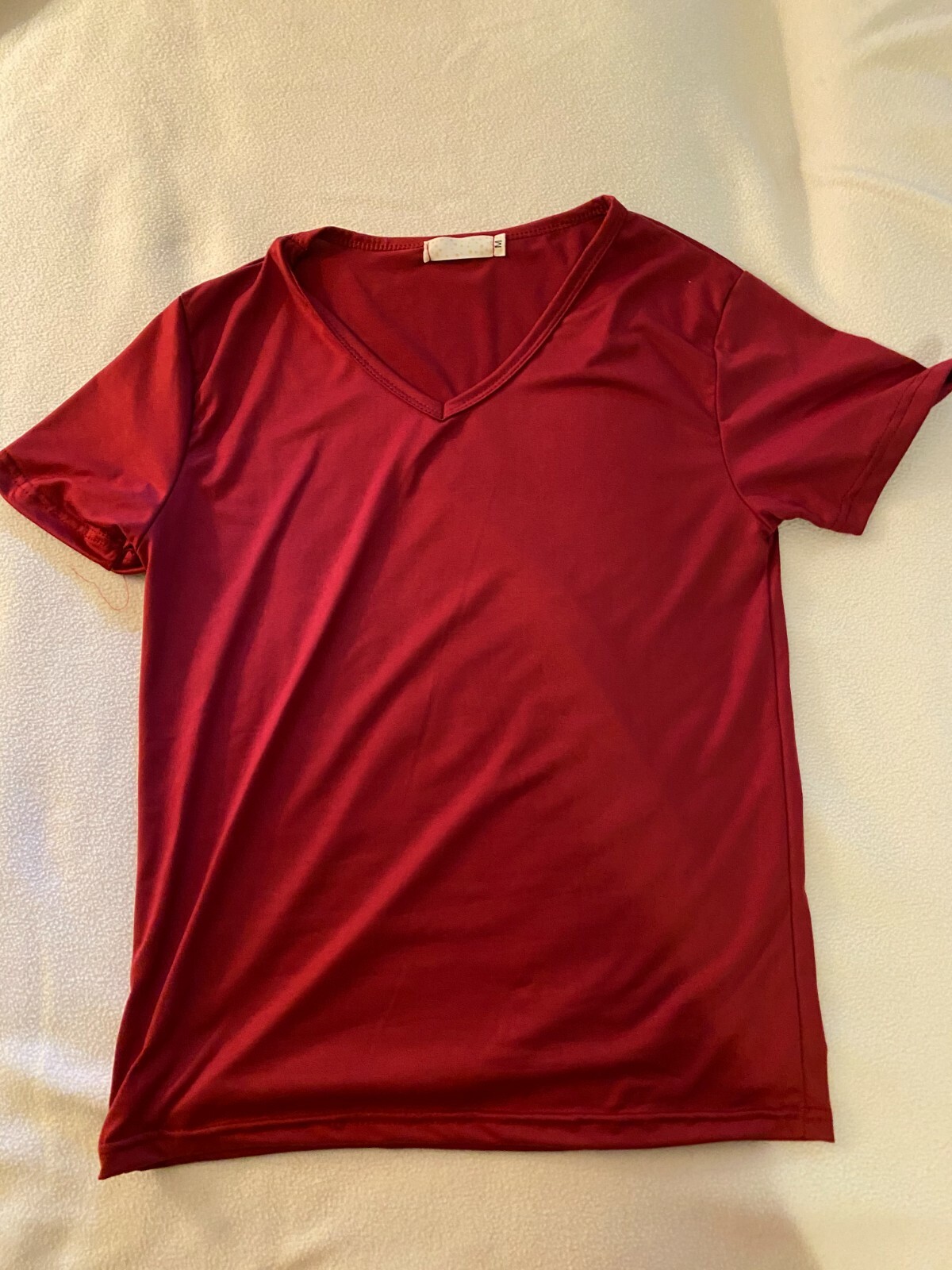 Men’s V-Neck T-Shirt Medium Slim Fit NWOT , stretchy, dark red
