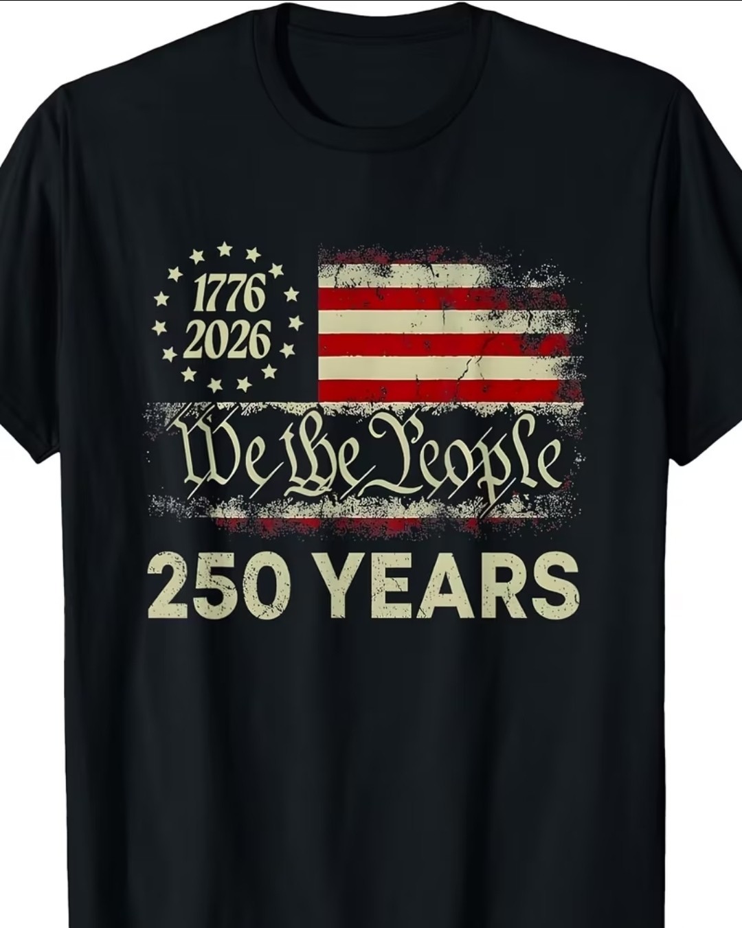 250 Years We The People USA Flag Patriotic T-Shirt Casual Tee Size Medium 🇺🇸🗽