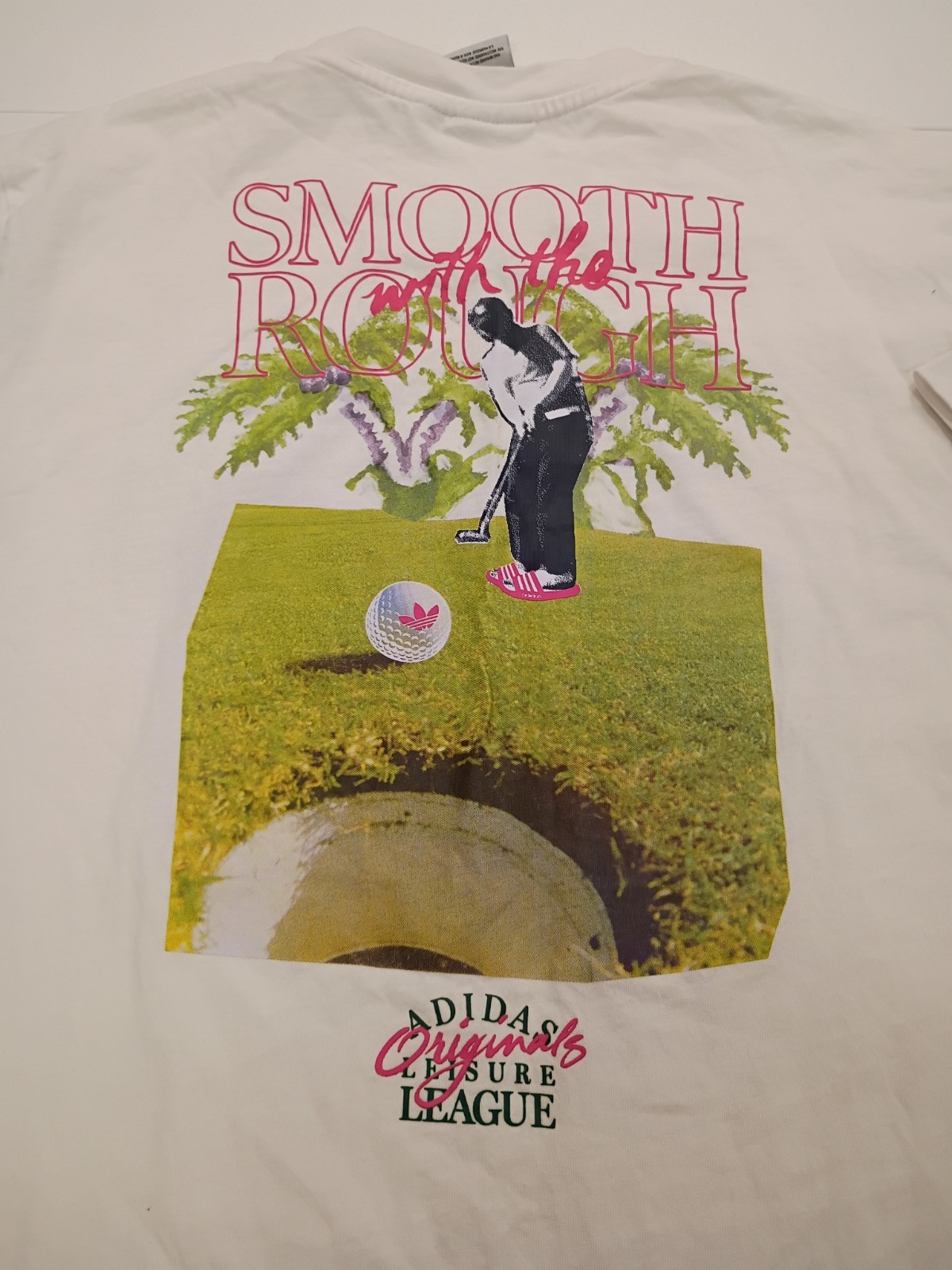 adidas Originals Leisure League back print T-shirt in white Size Medium