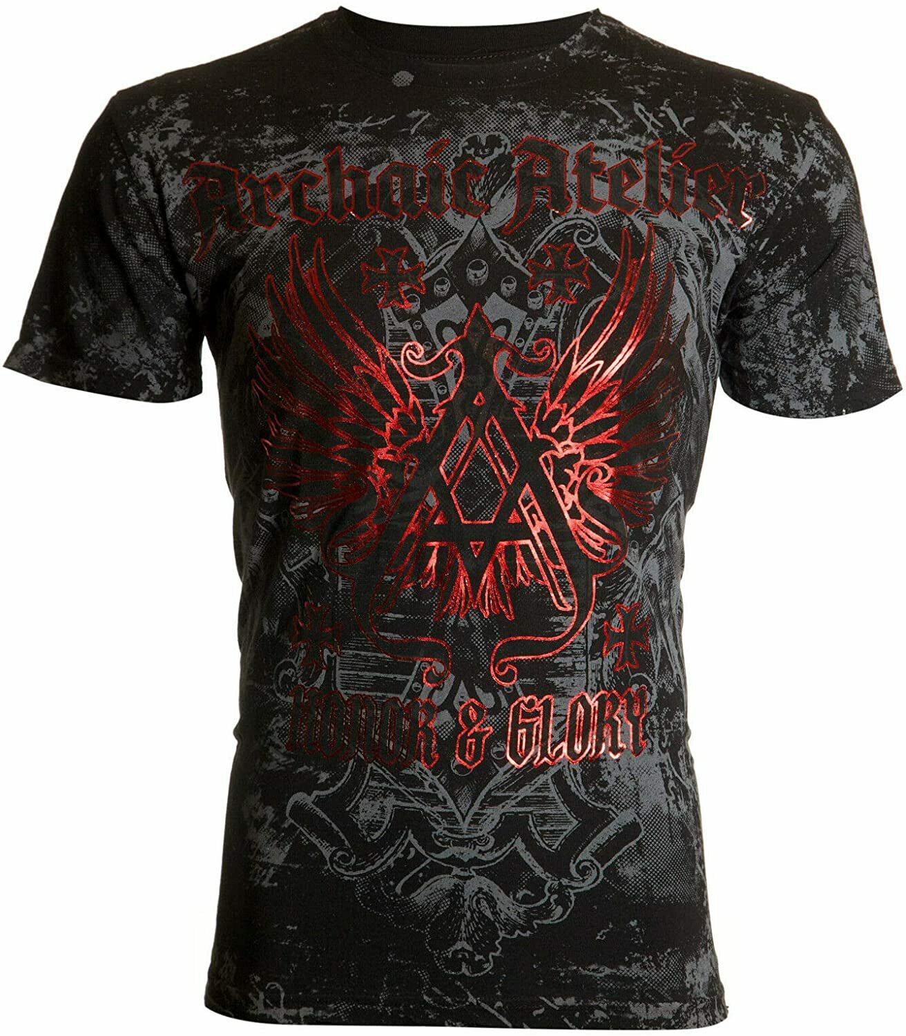 ARCHAIC by AFFLICTION Men’s T-Shirt ACHILLES Black CROSS Biker S-5XL $40 NWT