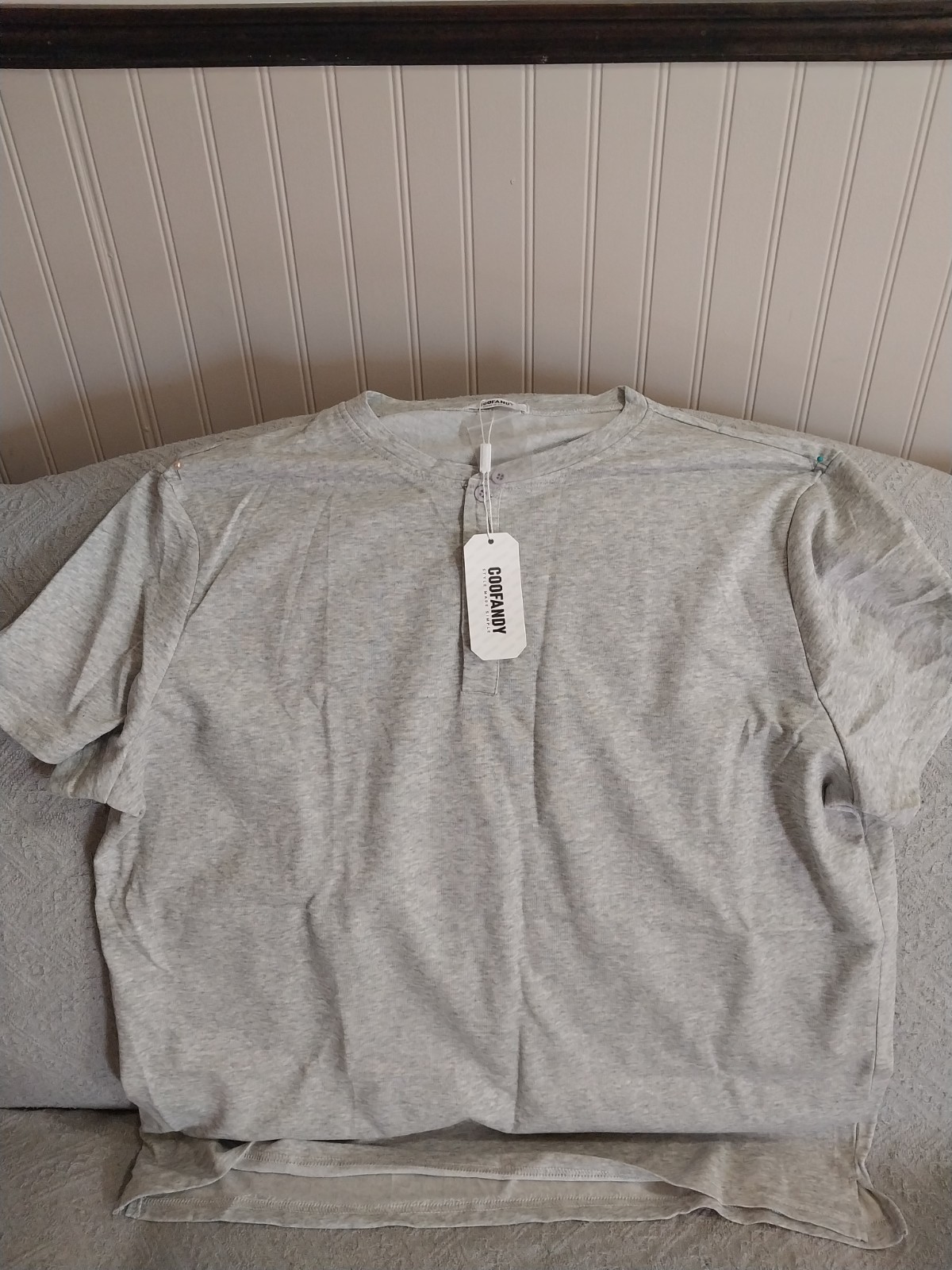 Coofandy Henley T Shirt For Men Gray Size XXL