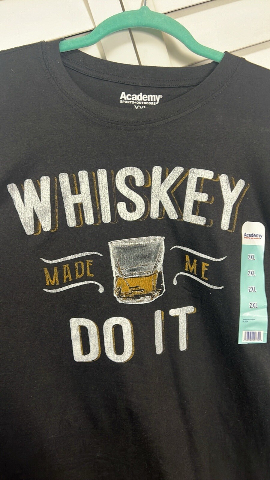 Academy “Whiskey Made Me Do It” Cotton T-Shirt Men’s Size XXL Black NWT