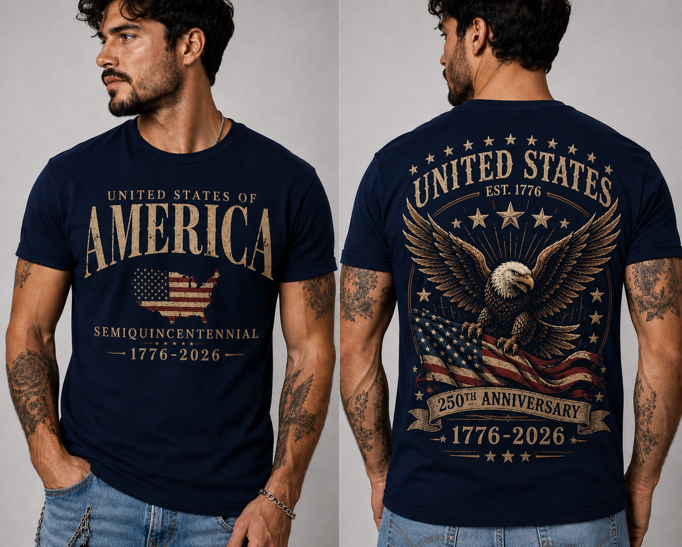 250 Years American Flag Bald Eagle 250th Anniversary USA T-Shirt Size S-5XL