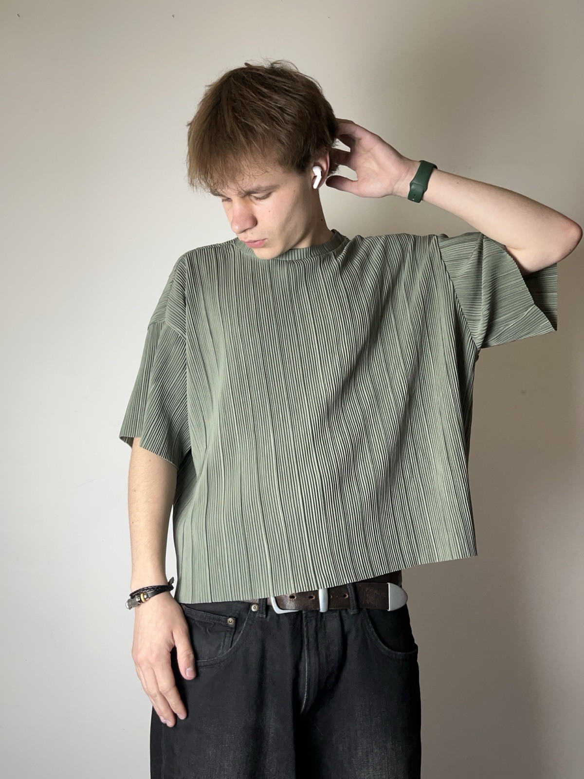 🔥ISSEY MIYAKE PLEATS PLEASE STYLE 00’S VINTAGE CROPPED UNBRANDED T SHIRT JAPAN