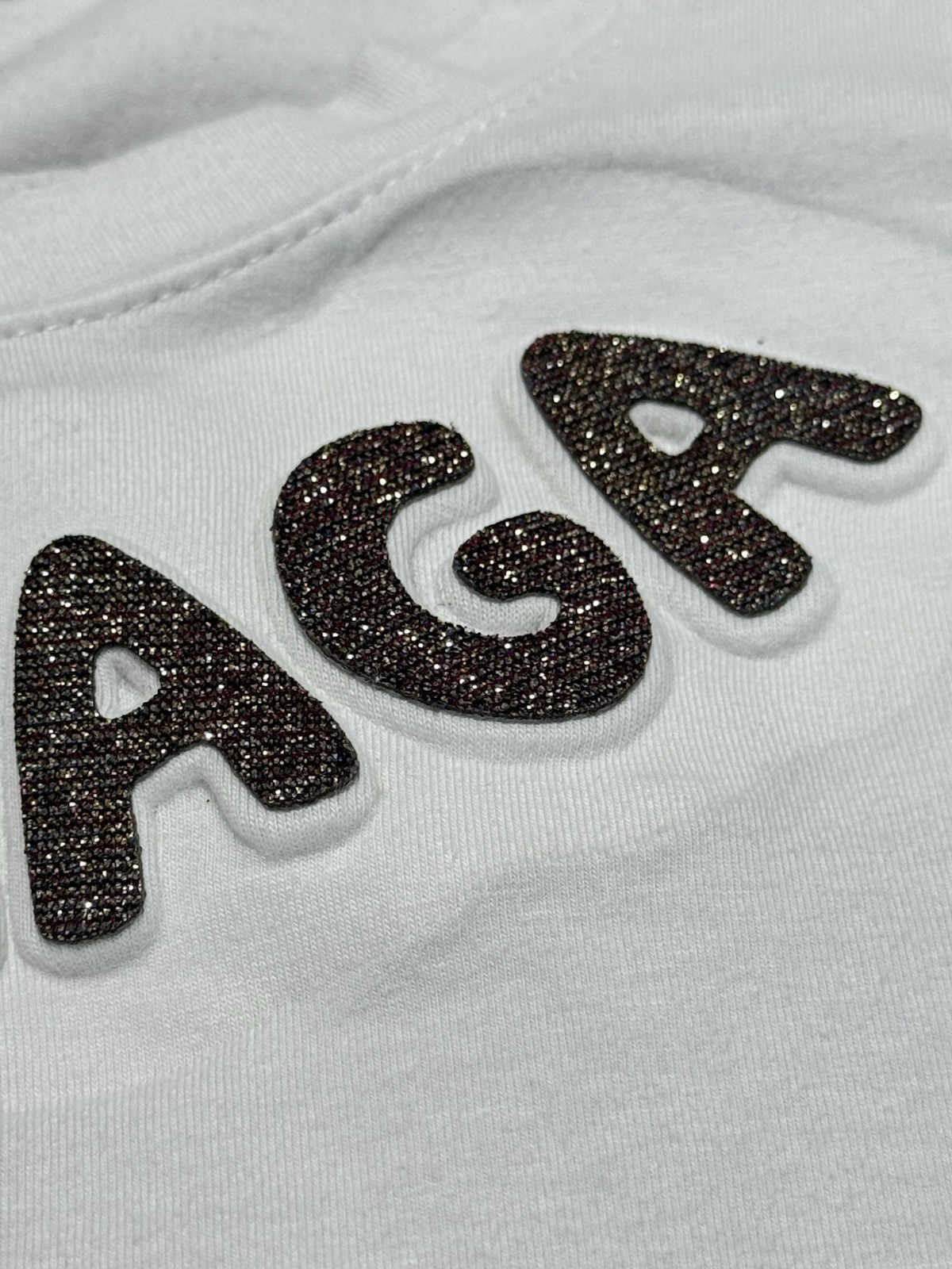 Balenciaga White T-Shirt 3D Logo Glitter Rhinestone Embellished Mens Size XL