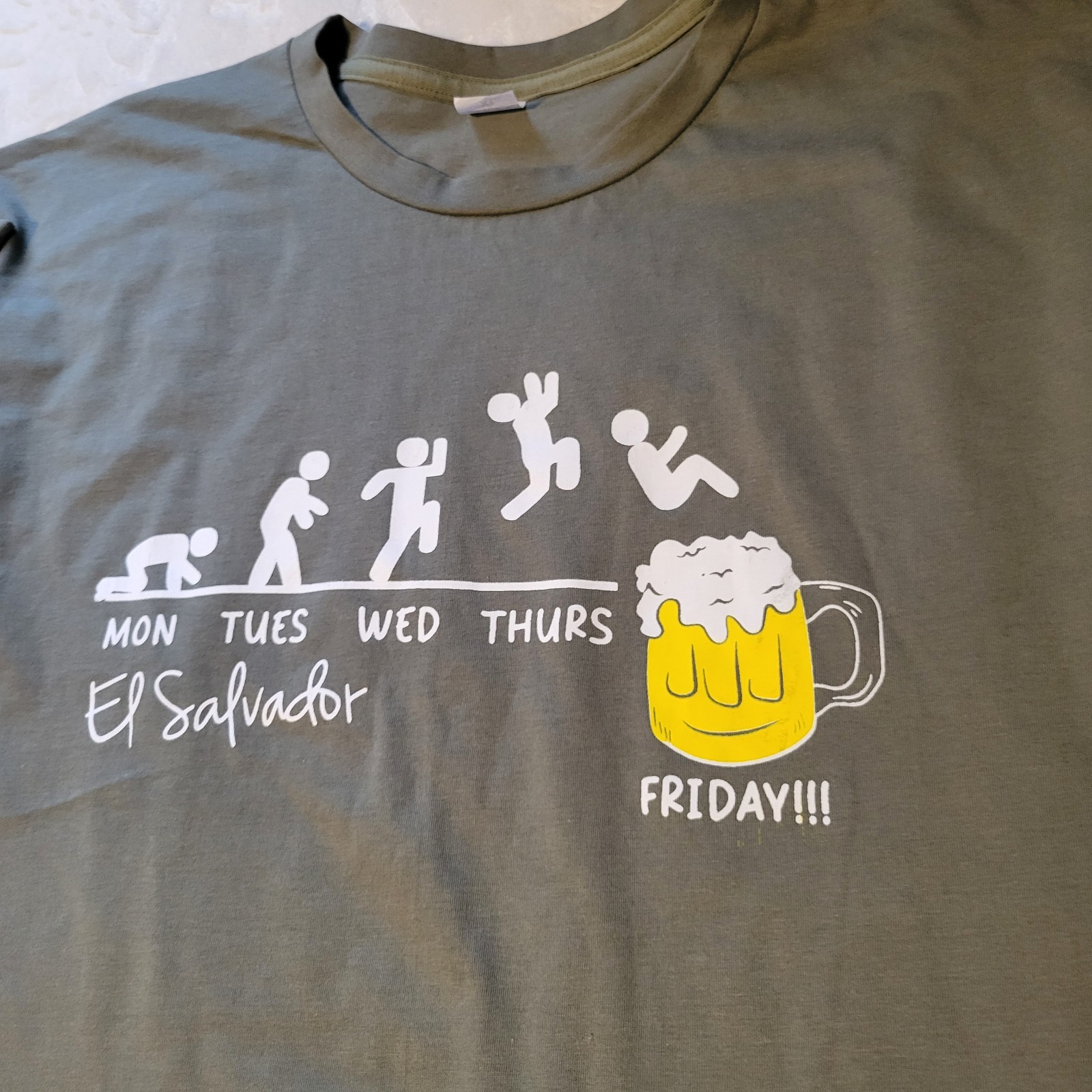 El Salvador Mens T Shirt Large Green Short Sleeve