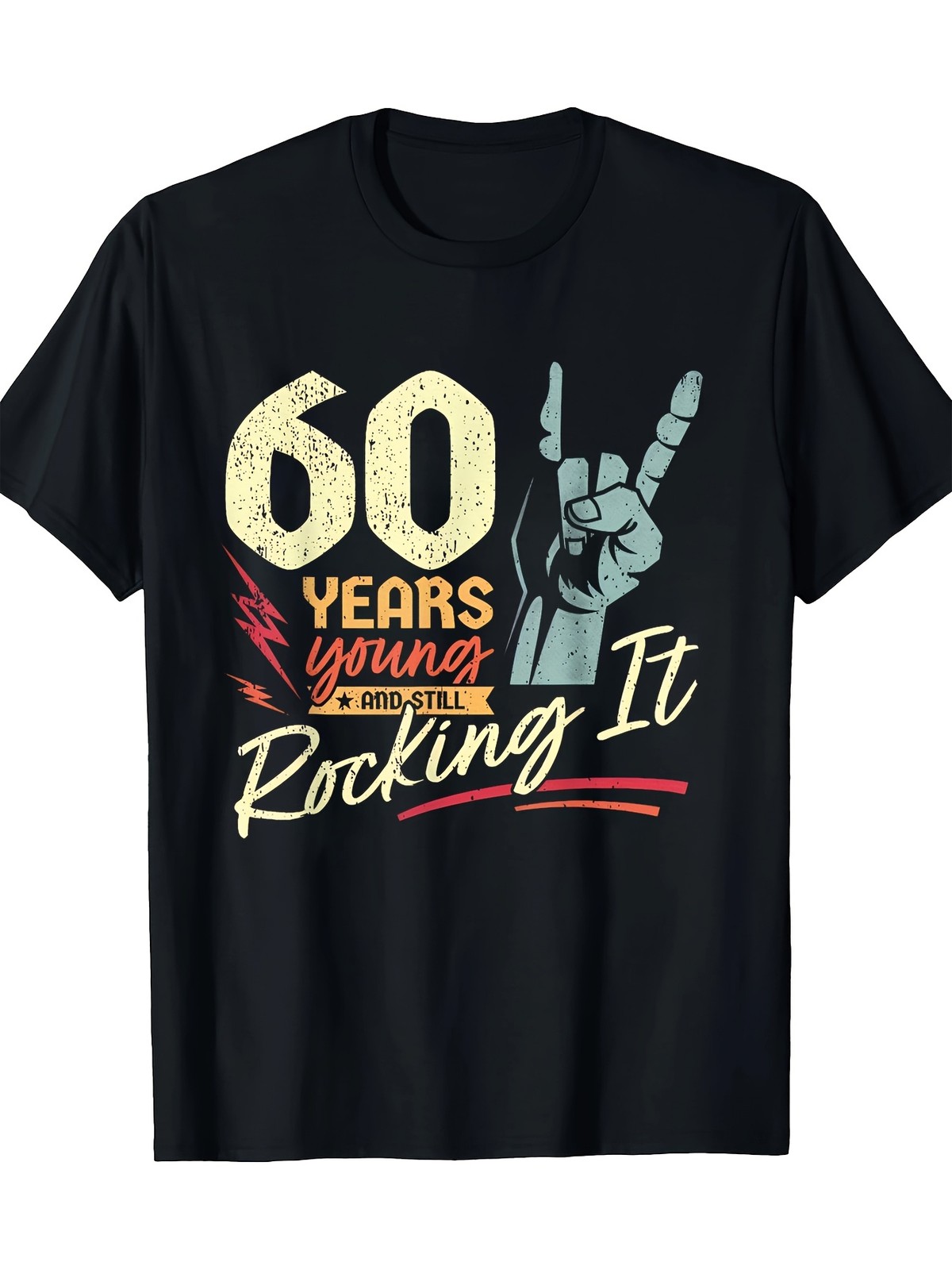 Men’s 60th Birthday Funny Rock T-Shirt – “Wild & Crazy 60 Years” Print
