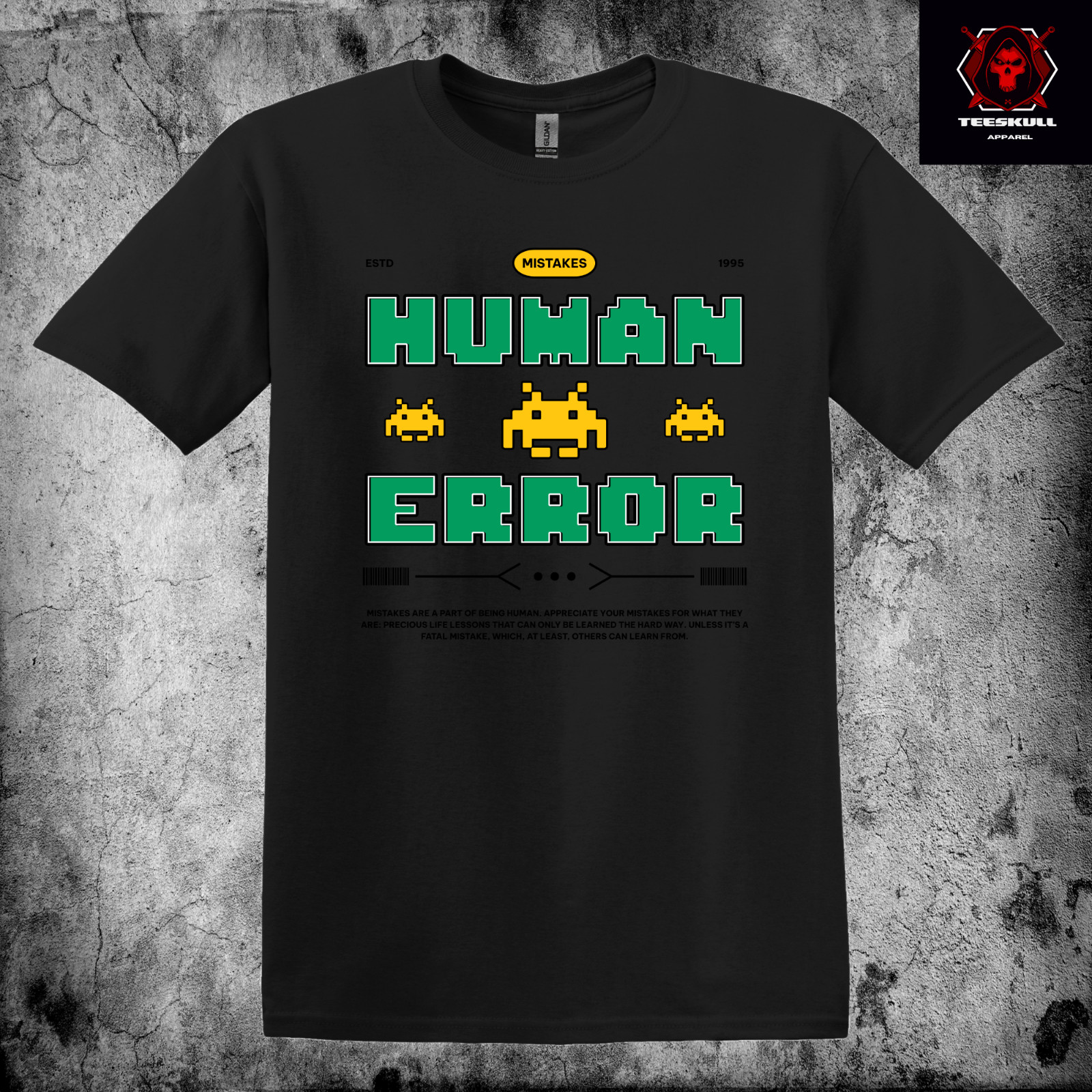 ‘Human Error’ Space Invaders Premium Video Retro Gamer Unisex T-Shirt S-3XL 🎮