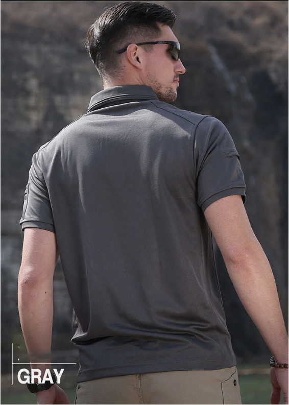 Men’s Tactical Polo T-Shirt Quick Dry Combat Short Sleeve Team Work Casual Shirt