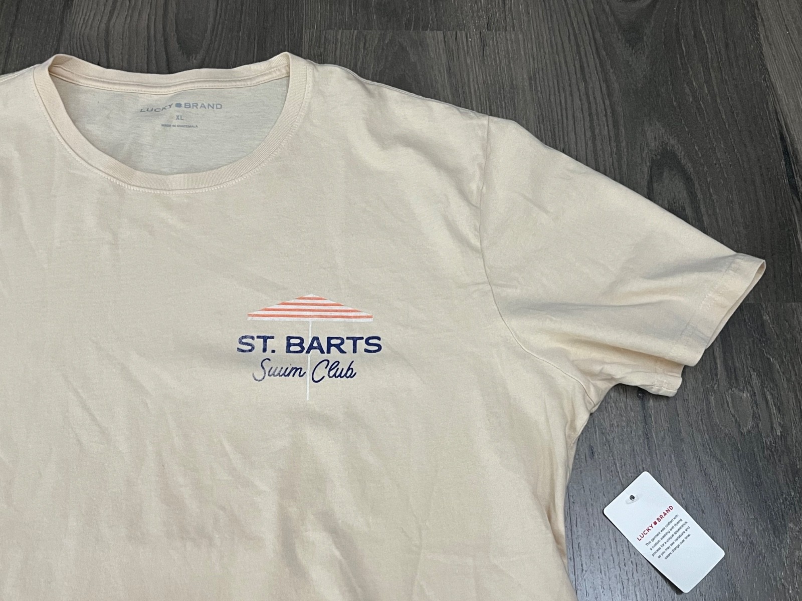 Lucky Brand St Barts Swim Club Tee Shirt Mens XL 2XL Graphics Beach Casual NEW