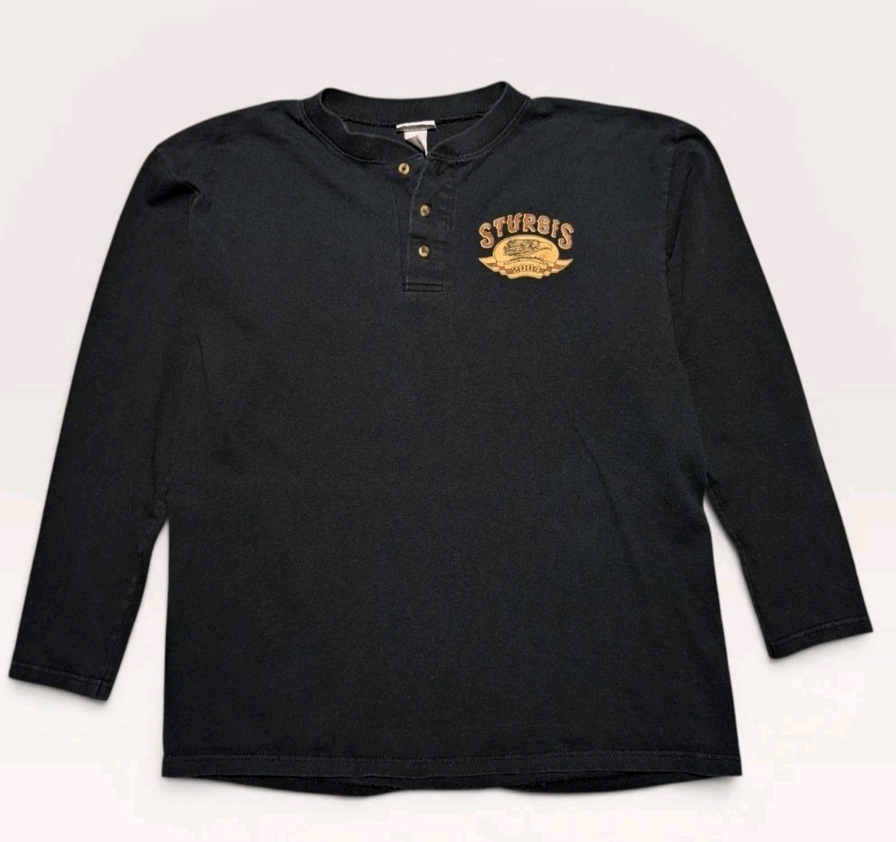 VTG 2004 Sturgis Black Hills Motor Classic Henley Shirt Mens L Biker