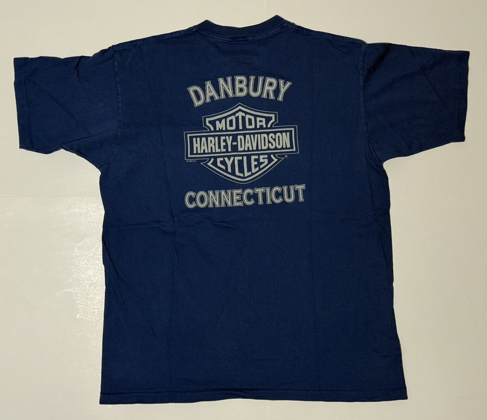 Harley-Davidson USA Blue Pocket T-shirt No Tag ~XL Danbury CT Single Stitch 1995