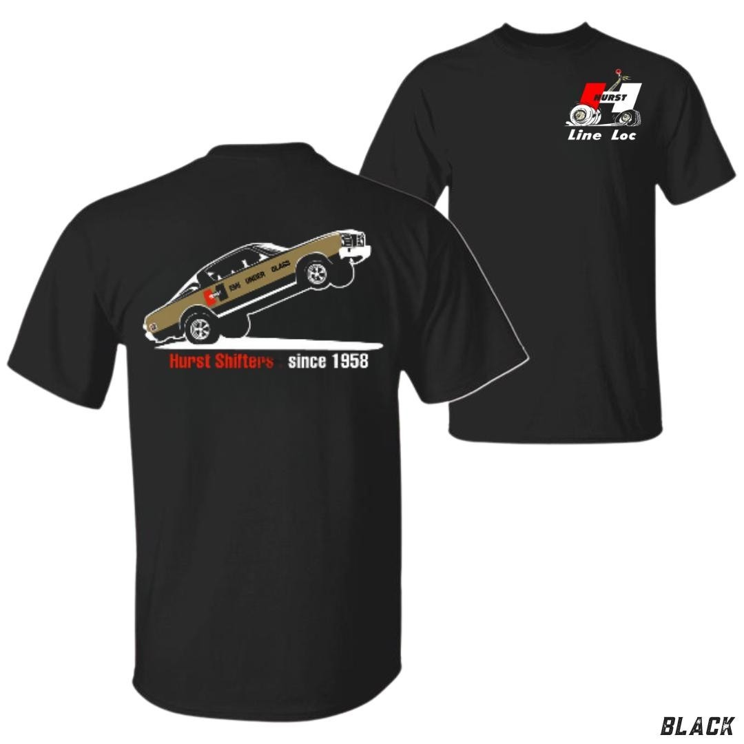 Hurst Shifters Line Lock T-Shirt Classic Drag Racer Muscle Car Tee