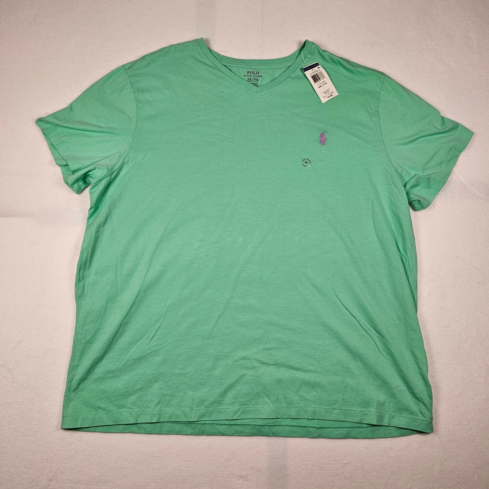 Polo Ralph Lauren V-Neck T-Shirt Mens XXL Tyler Green Purple Pony Logo NWT