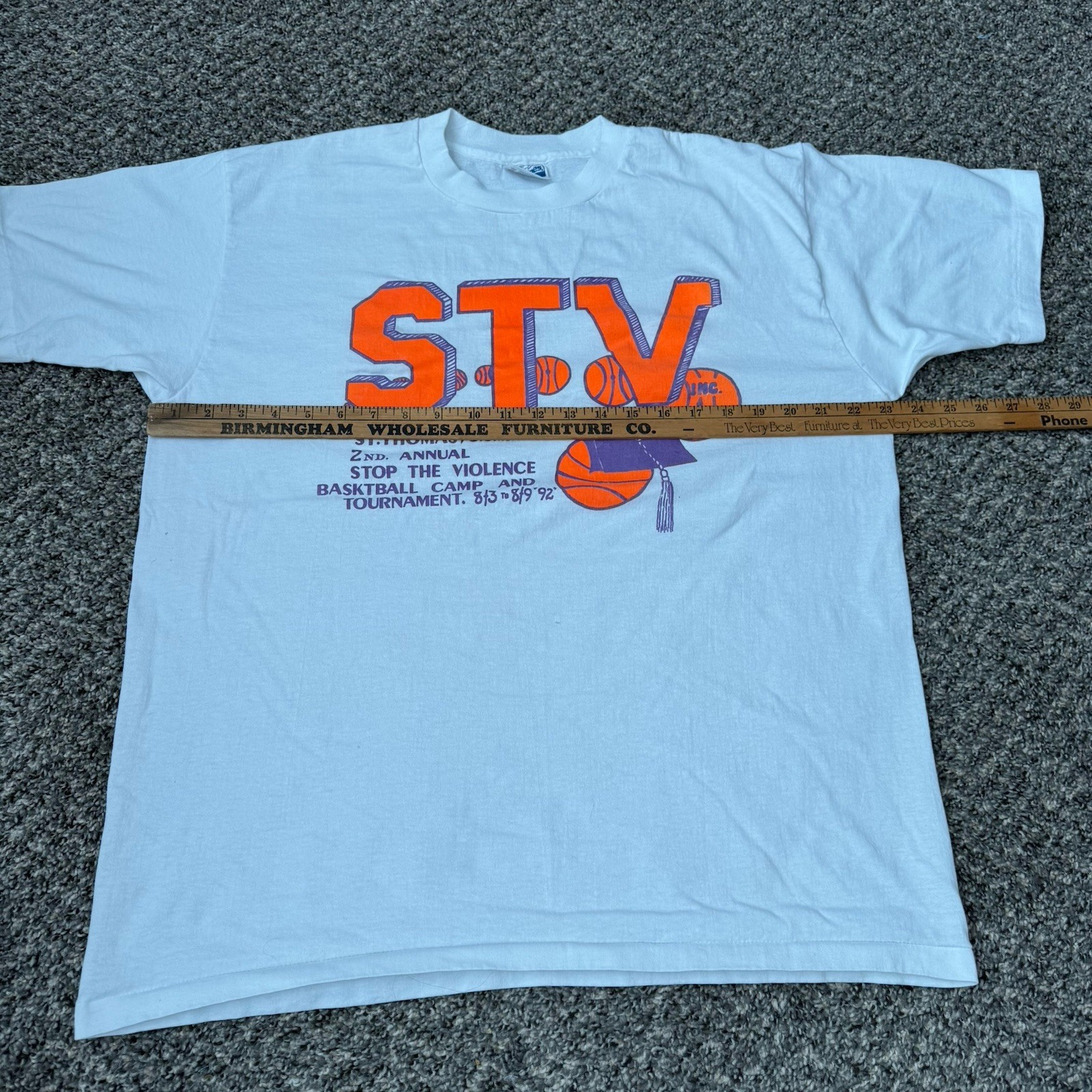 Vintage Stop The Violence Basketball T Shirt Men’s XL 90s Hanes St Thomas Tee