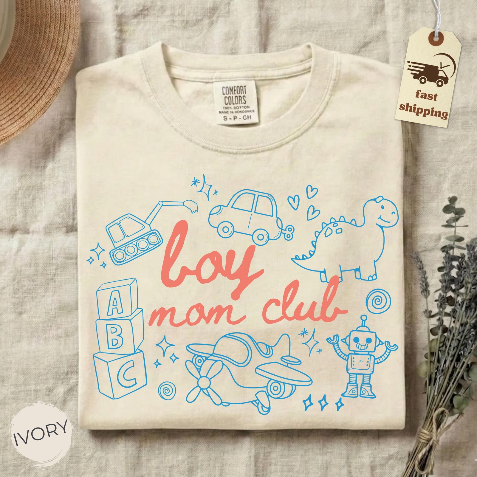 Comfort Colors Boy Mom Club Shirt Cute Doodle Toy Design Mama Tee