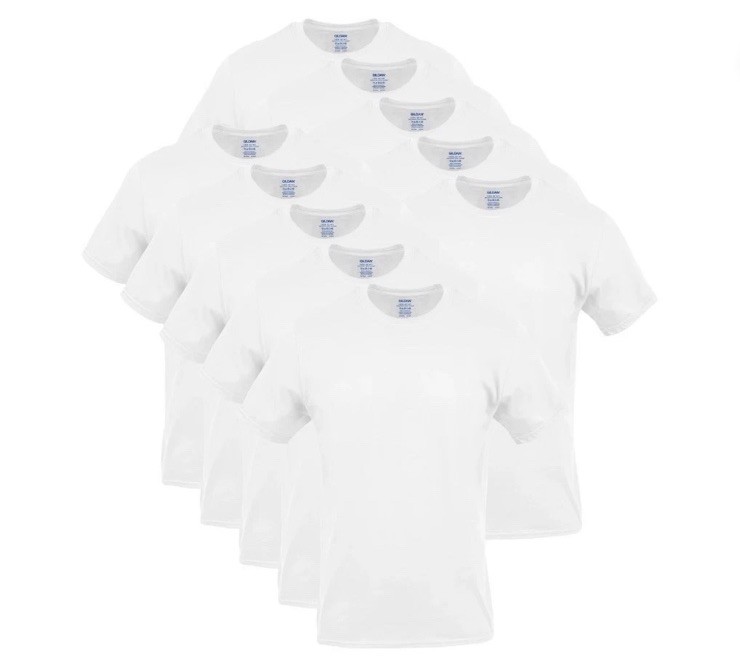 10-Pack GILDAN Men’s Size M Crew Neck T-Shirts Tee Short Sleeve Tag-Free • White
