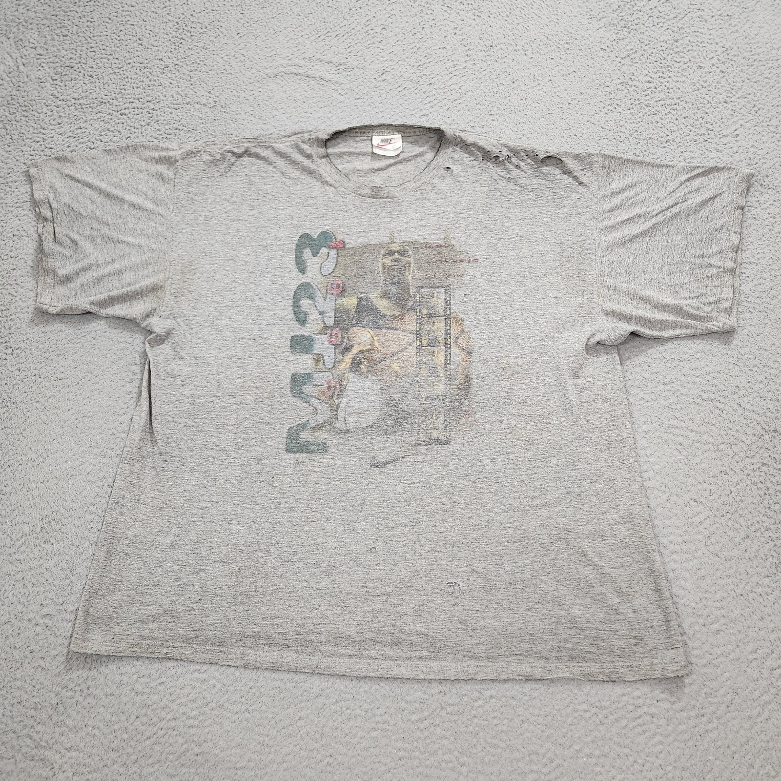 Vintage Nike Shirt Mens XL Gray Michael Jordan MVP Chicago Bulls Distressed 90s