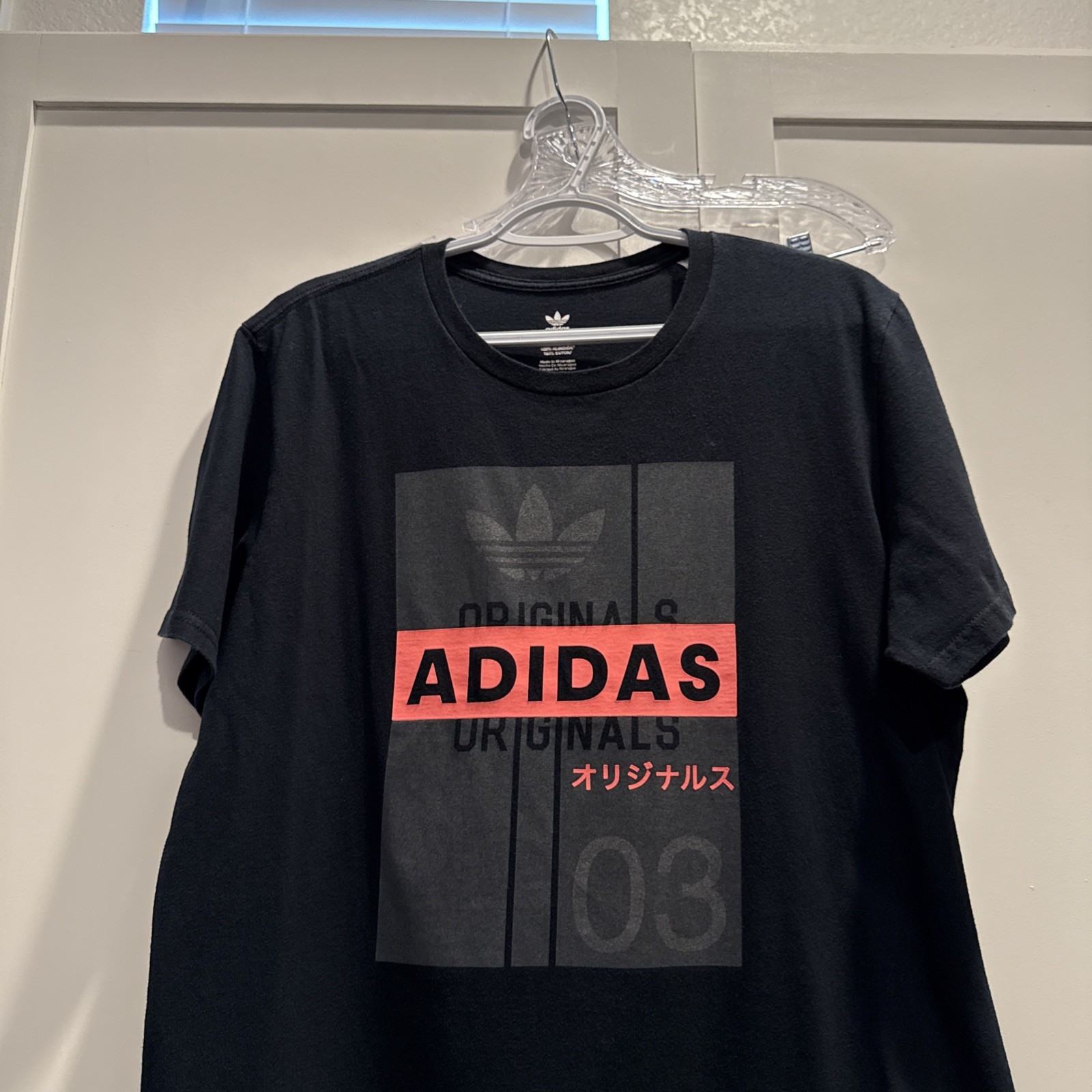 Mens ADIDAS Originals Black Logo Graphic Print Tee T Shirt Sz M