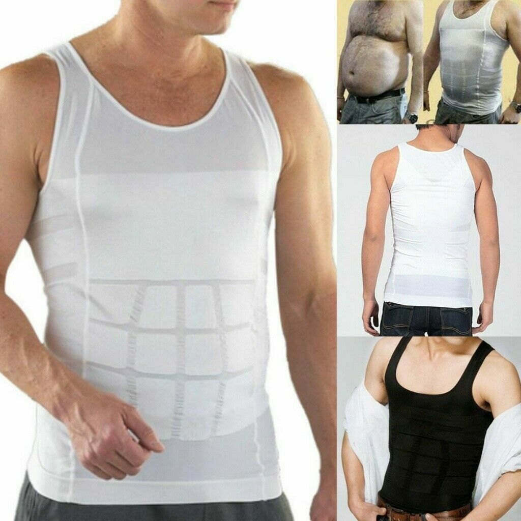 Men’s Shaper Cooling T-Shirt Compression Tummy Vest Underwear Slimming Tank Tops