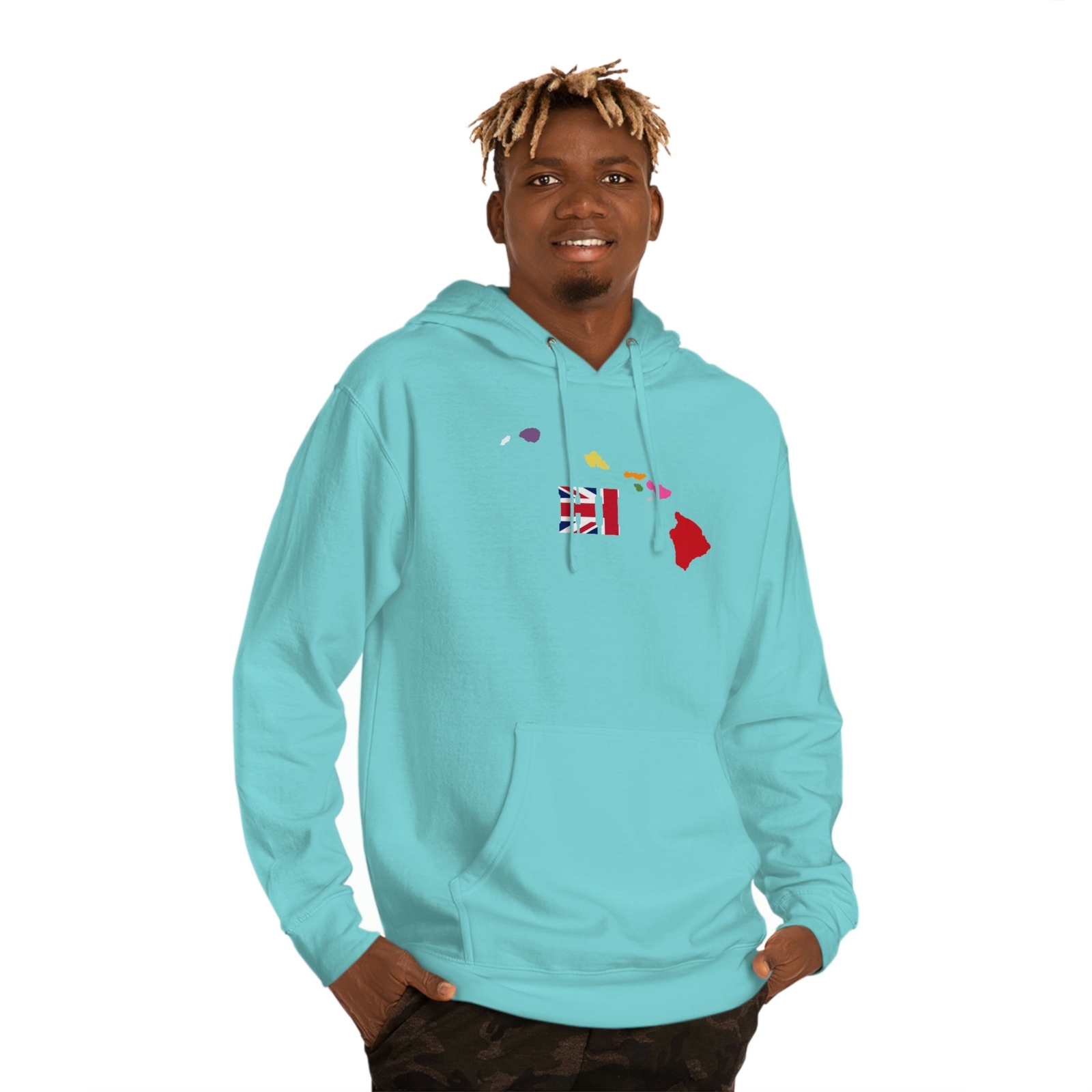 State Love-Hawaii Red/Blue Variation Unisex Hooded Sweatshirt