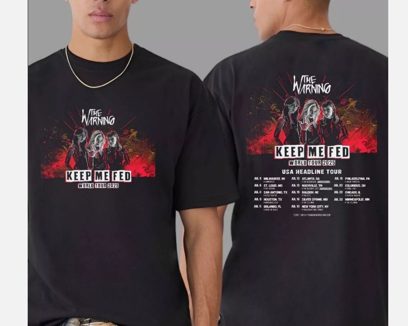 The Warning Band Keep Me Fed World Tour 2025 T-Shirt S to 5X, fan gift