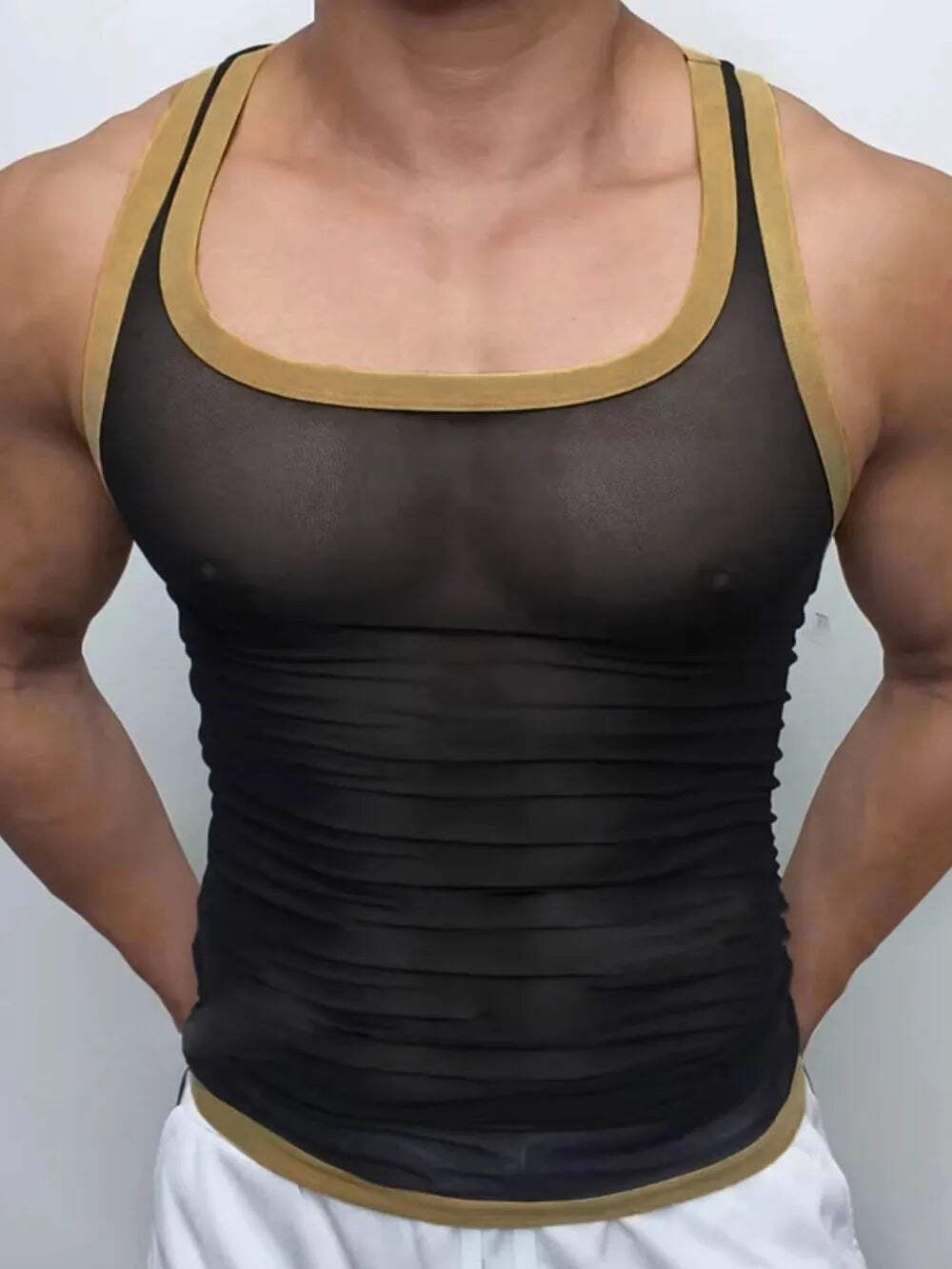 Men’s Contrast Trim Wide Strap Tank